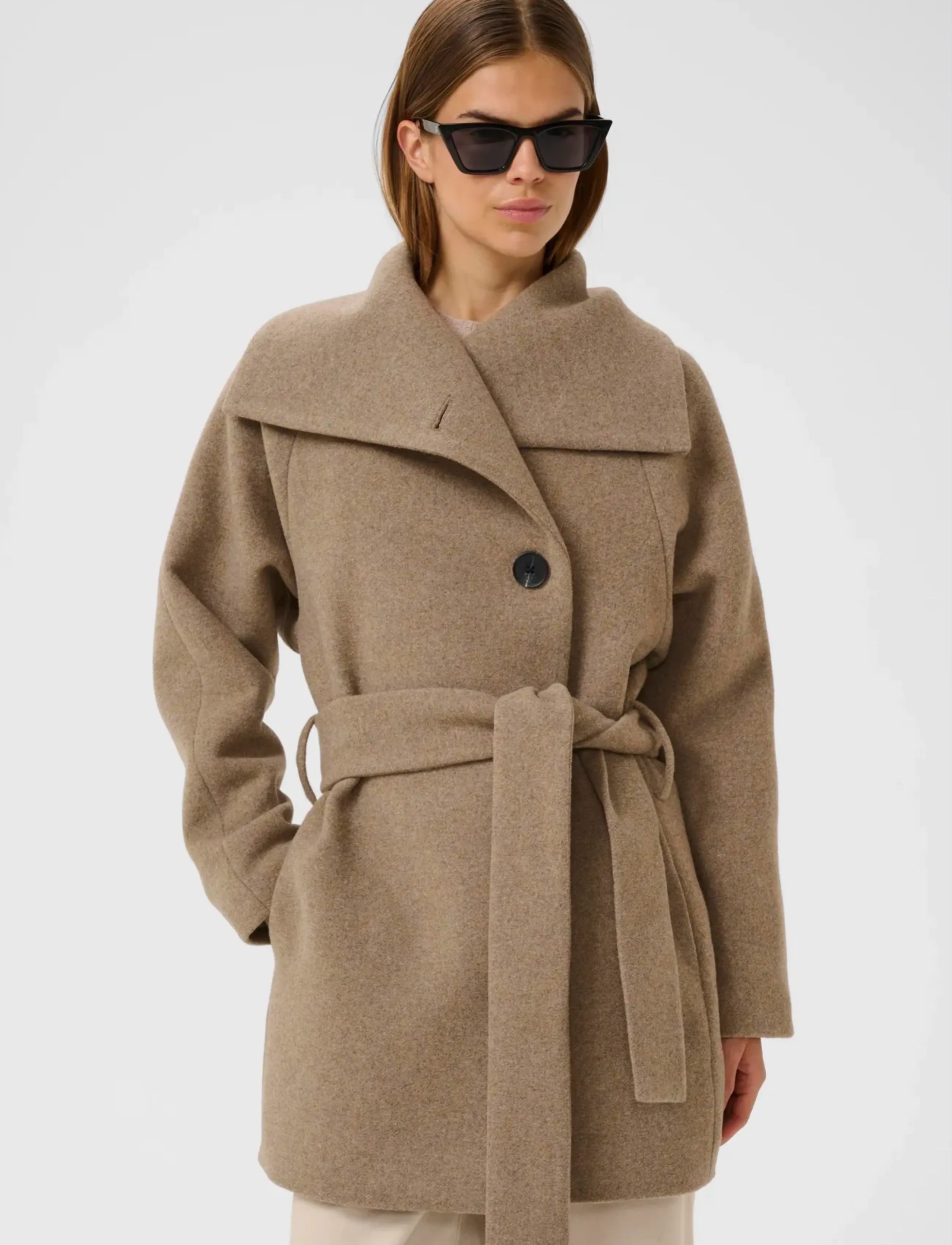 InWear YunahIW Collar Coat - Kappor - SANDY GREY MELANGE / beige