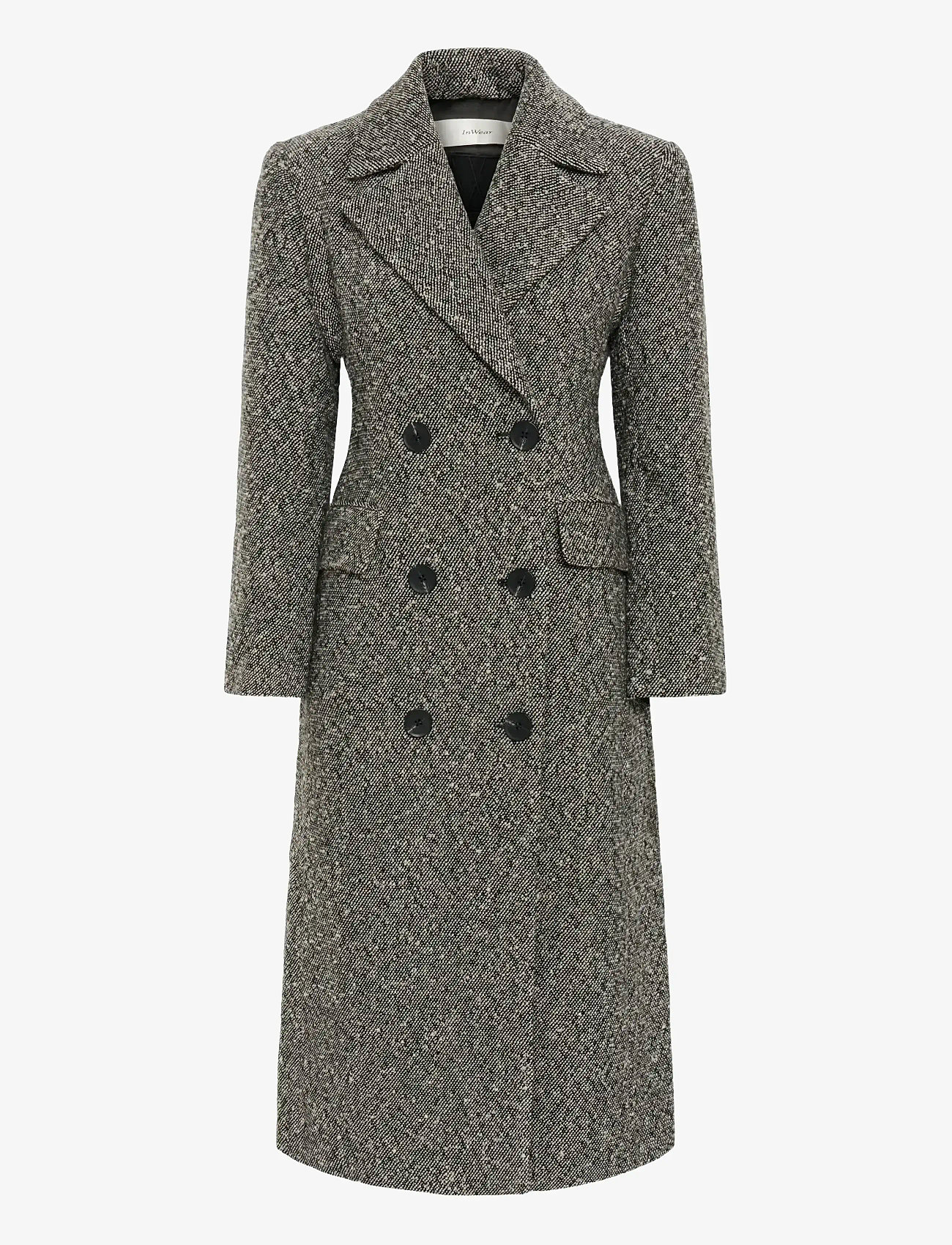 InWear - YashaIW Lapel Coat - vinterjackor - black / white - 1