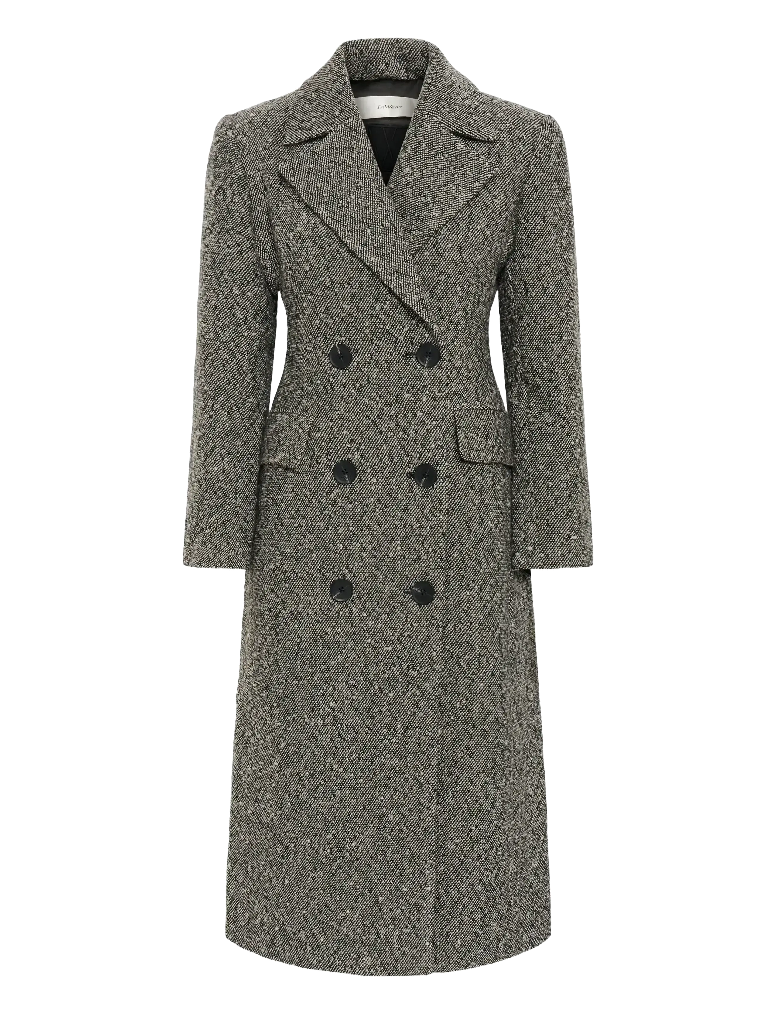 InWear YashaIW Lapel Coat - InWear - BLACK / WHITE / grey