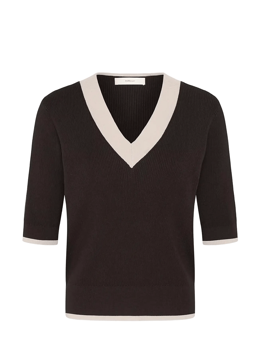 InWear - LeenahIW V-Neck Blouse - short-sleeved blouses - chocolate brown - 1