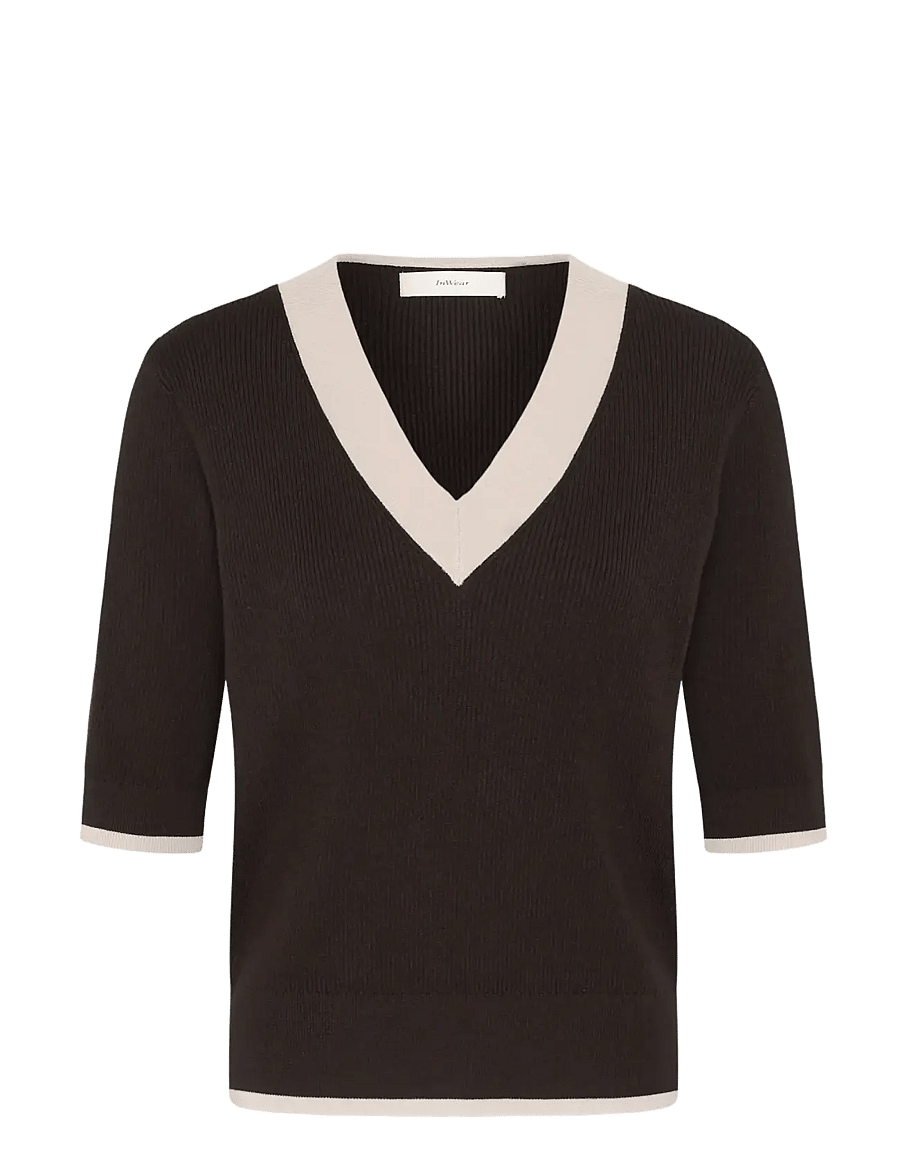 InWear - LeenahIW V-Neck Blouse - kurzärmelige blusen - chocolate brown - 1