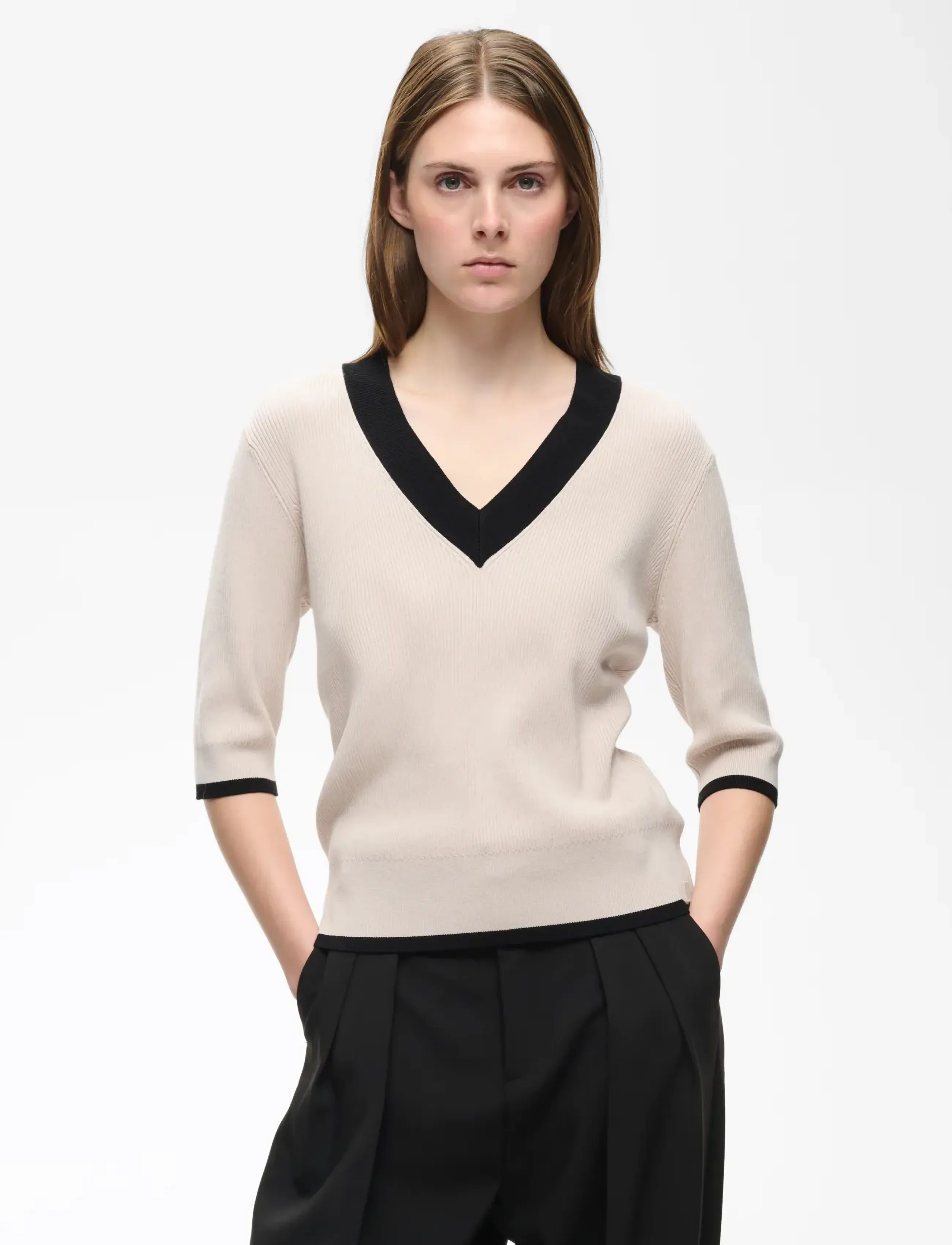 InWear LeenahIW V-Neck Blouse - InWear - HAZE / cream
