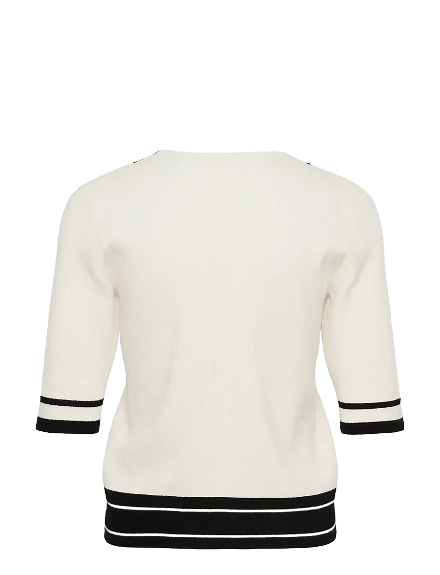 InWear - LeenahIW V-Neck Blouse - lühikeste varrukatega pluusid - vanilla / black stripe - 2