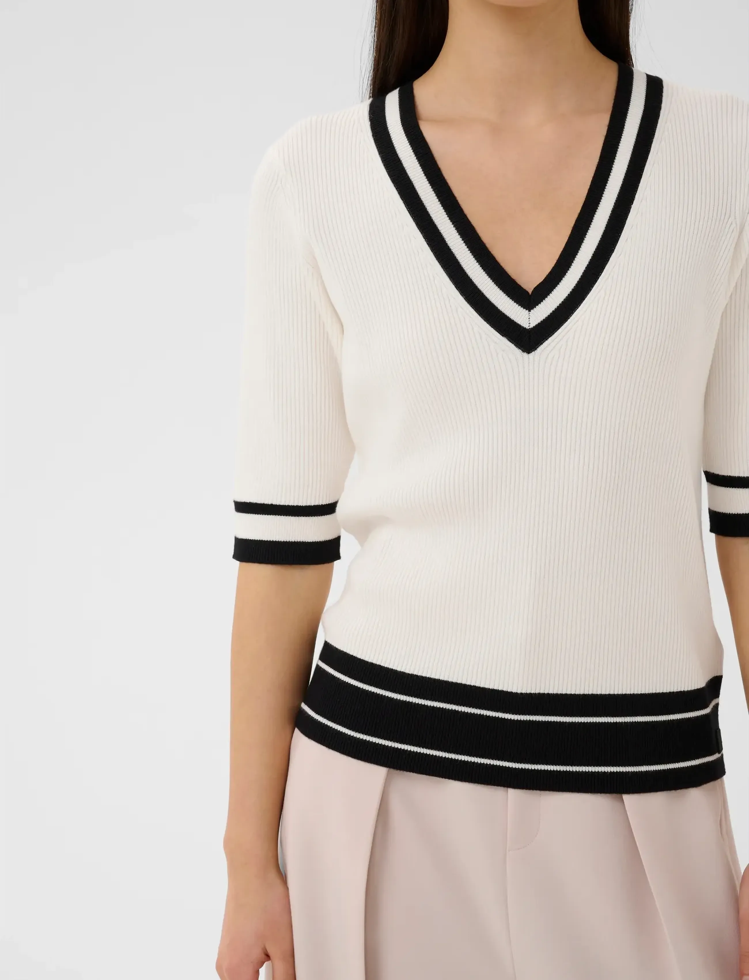 InWear - LeenahIW V-Neck Blouse - bluzki z krótkim rękawem - vanilla / black stripe - 5