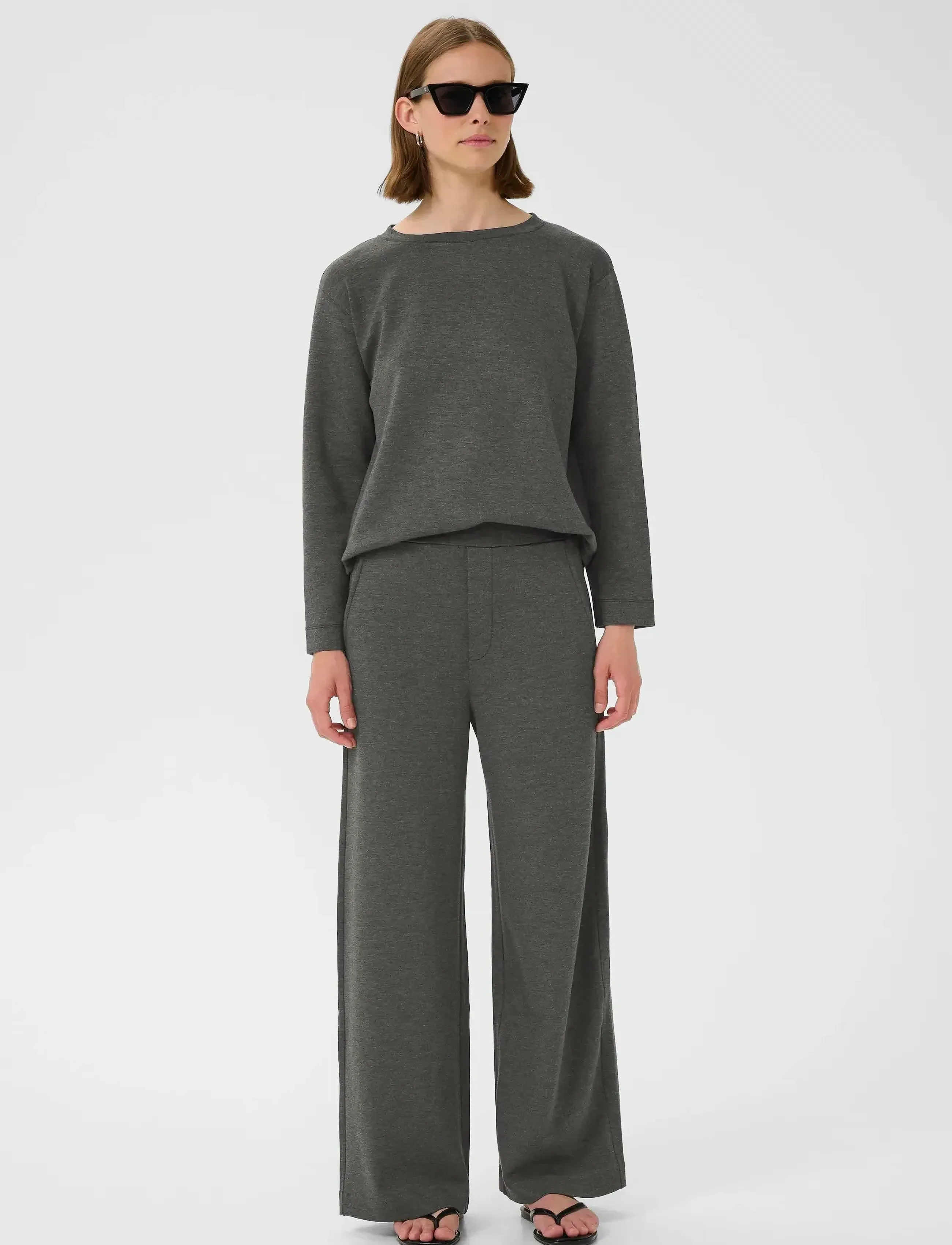 InWear - GincetteIW Melange Pants - hosen mit weitem bein - dark grey melange - 3