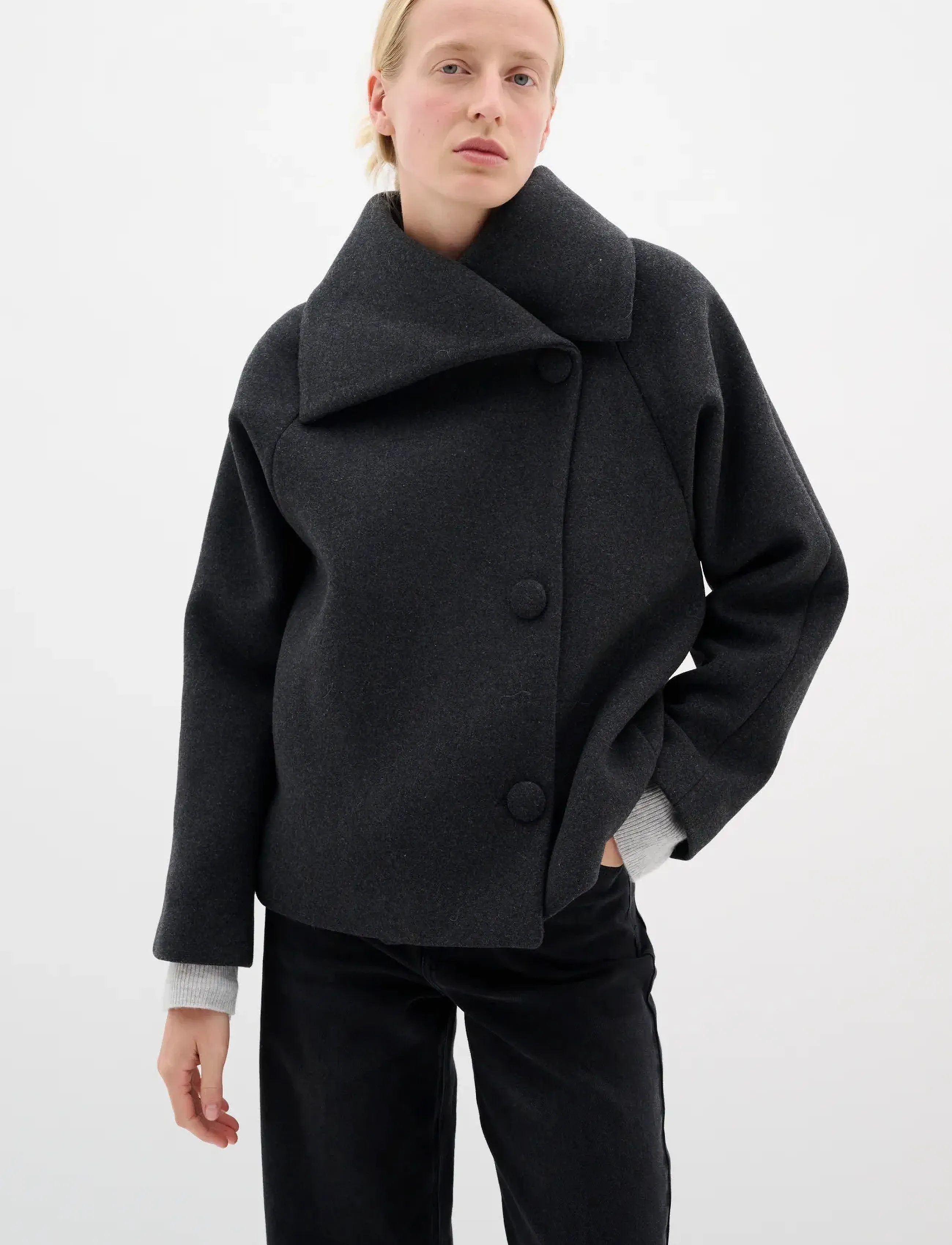 InWear PerryIW Short Coat R - Kurtki & Płaszcze - DARK GREY MELANGE / grey