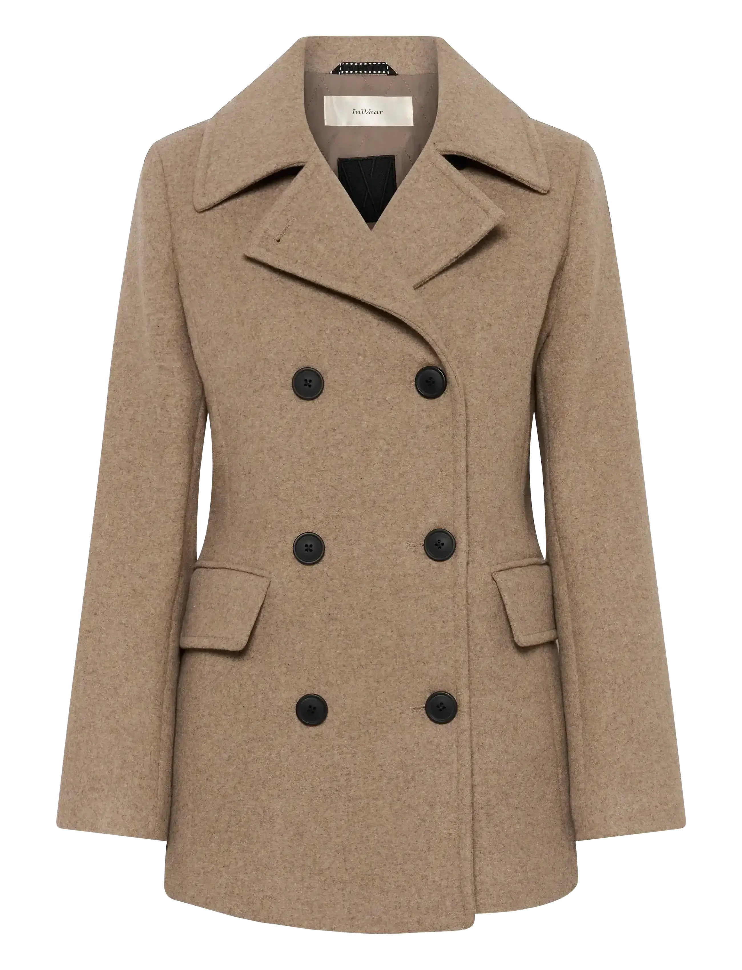 InWear PerryIW Sailor Coat R - Jakid ja mantlid - SANDY GREY MELANGE / beige