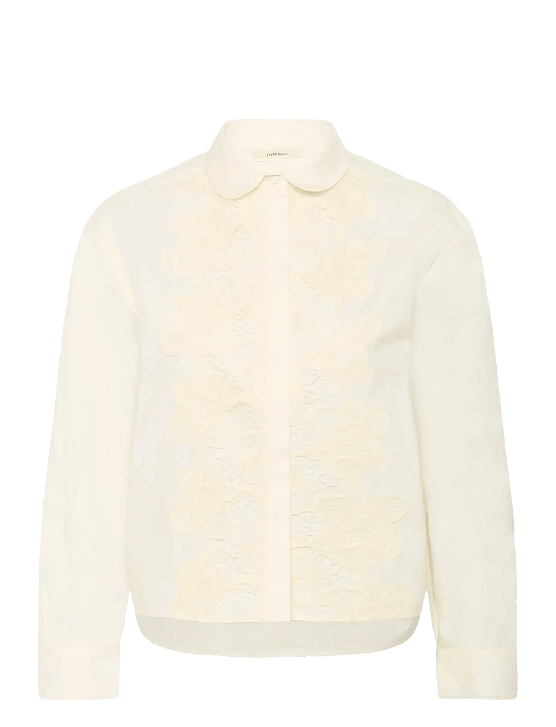 InWear - AimeeIW Cropped Shirt - long-sleeved shirts - whisper white - 1