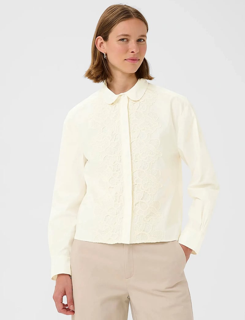 InWear - AimeeIW Cropped Shirt - long-sleeved shirts - whisper white - 0