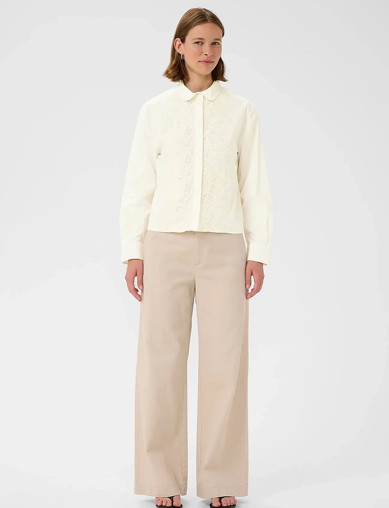InWear - AimeeIW Cropped Shirt - long-sleeved shirts - whisper white - 3