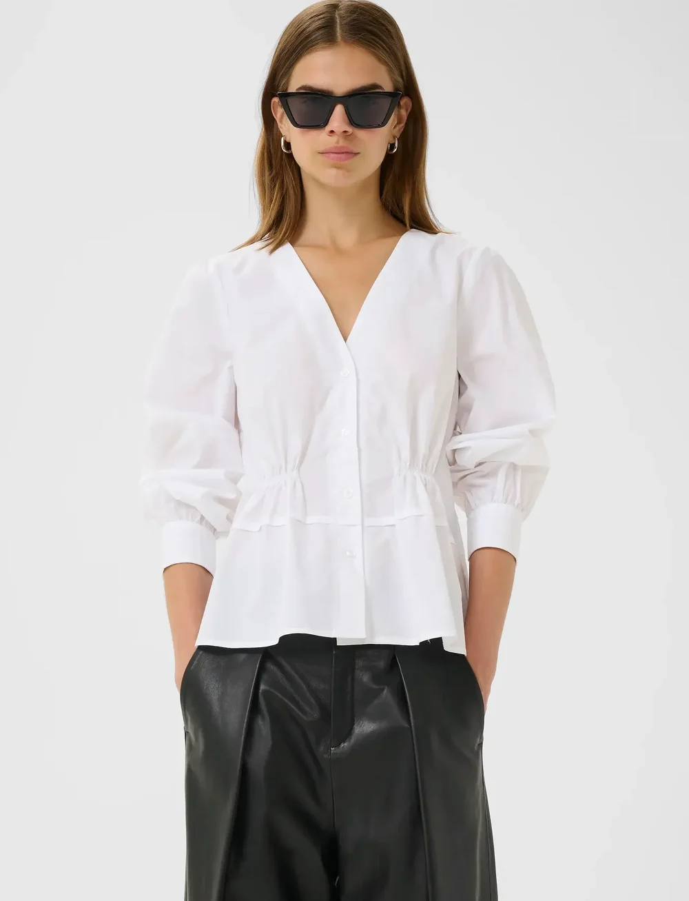 InWear - AtlasIW V-neck Shirt - langärmlige blusen - pure white - 0