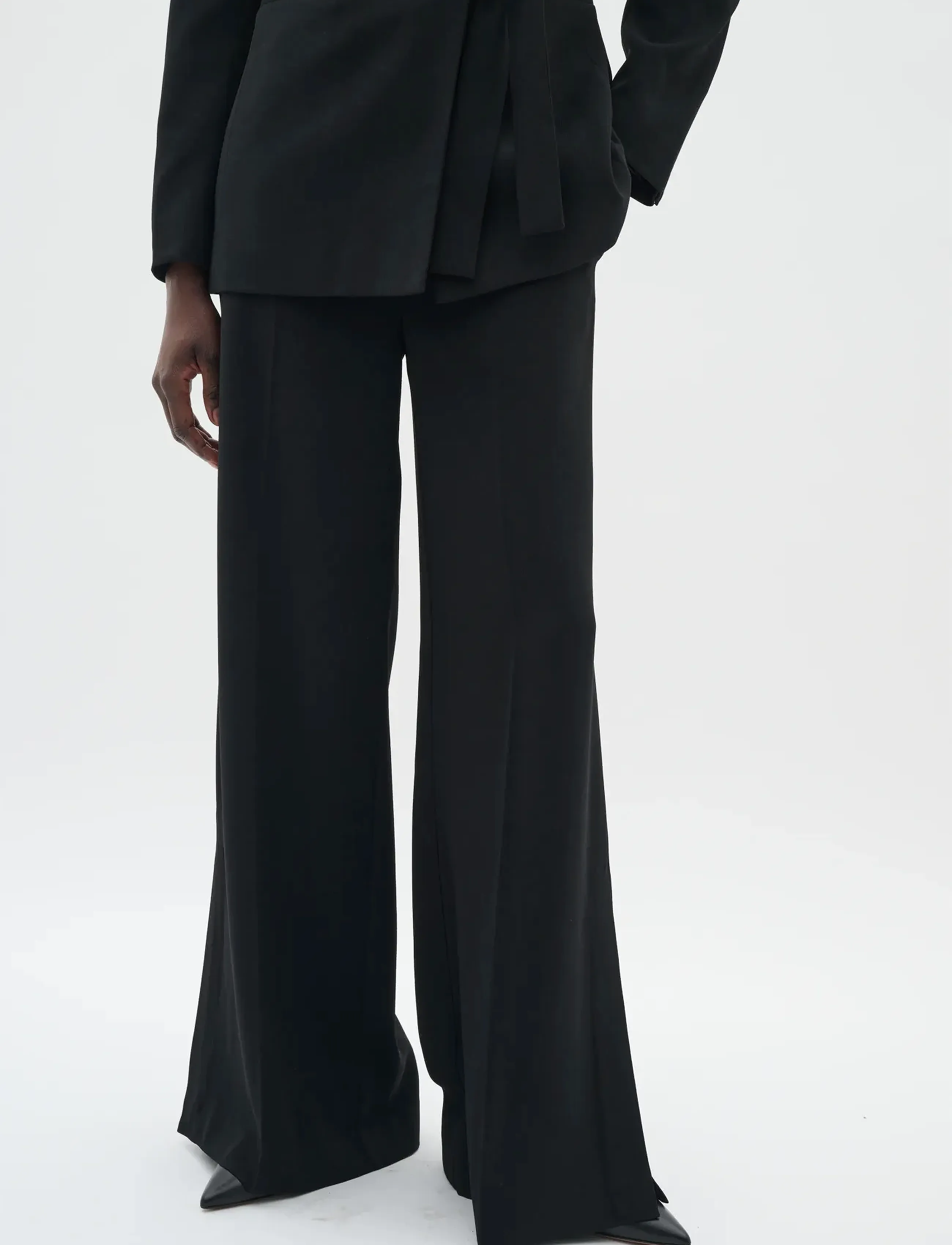 InWear - BRIEZIW SLIT PANTS - wide leg trousers - black - 3