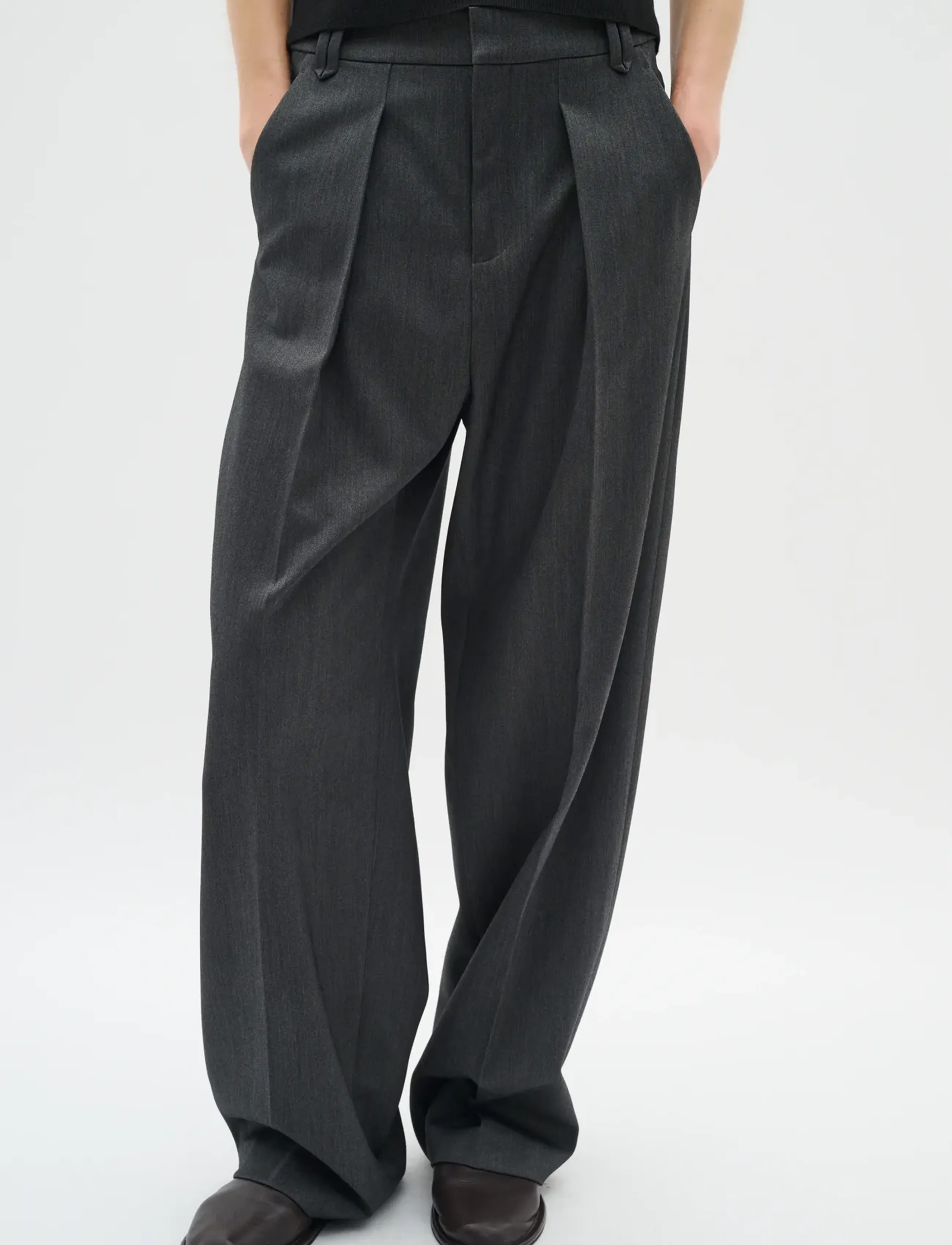 InWear BrunildaIW Wide Pant - Tøj - DARK GREY MELANGE / grey