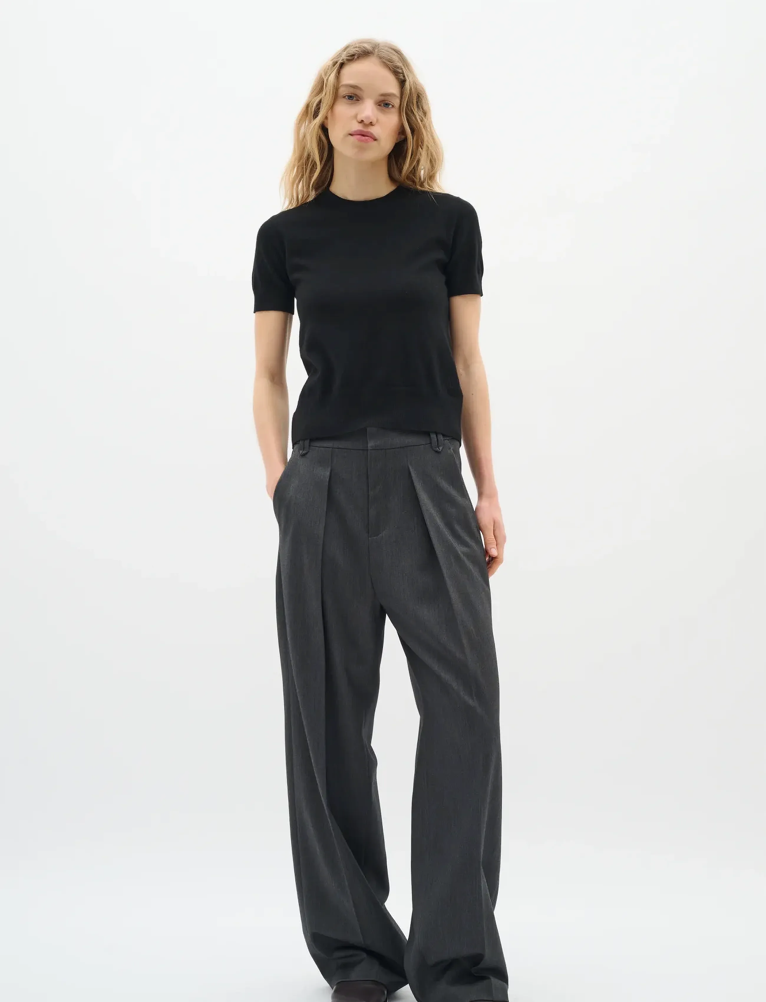 InWear - BrunildaIW Wide Pant - puvunhousut - dark grey melange - 3