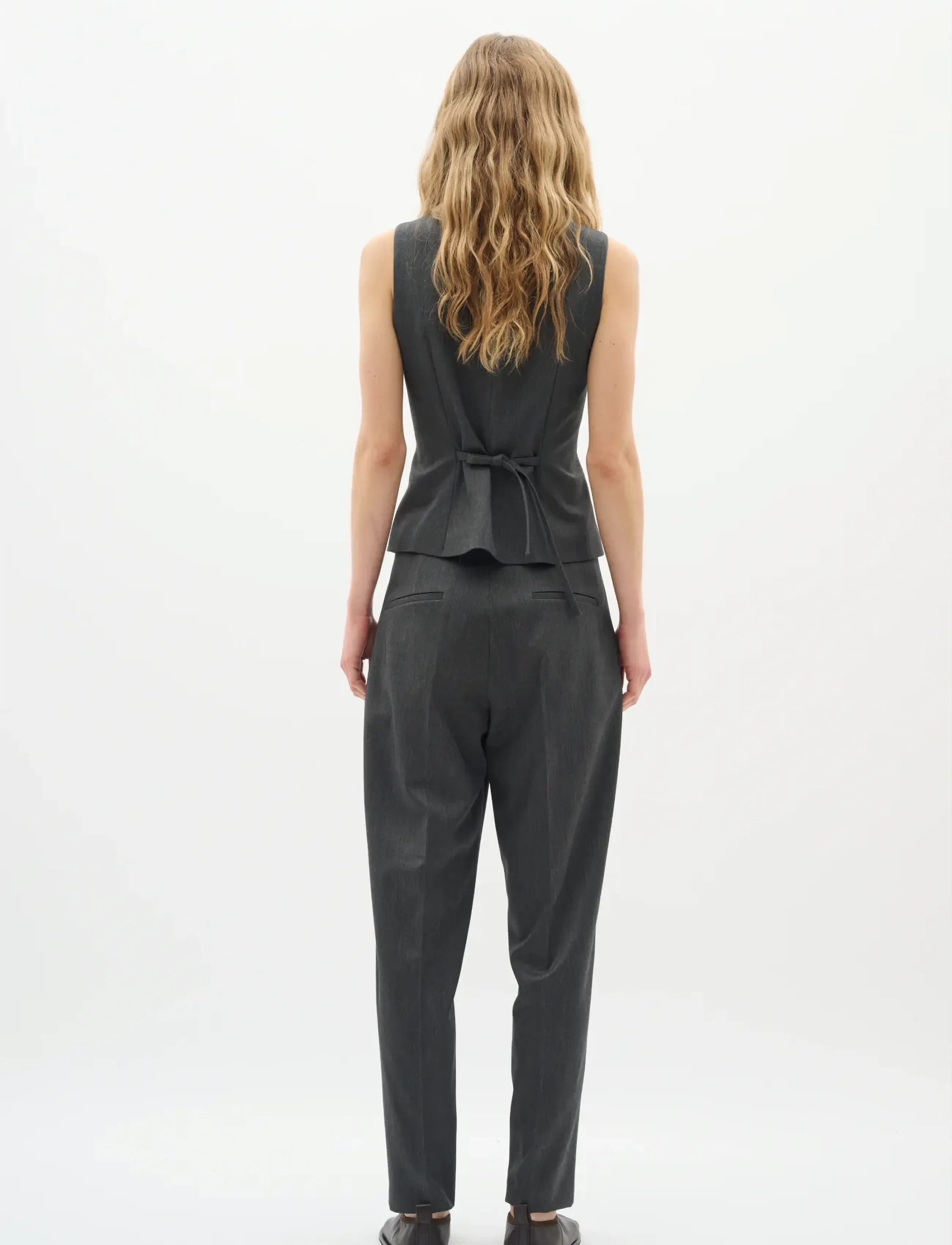 InWear - BrunildaIW Tapered Pant - sirge säärega püksid - dark grey melange - 4