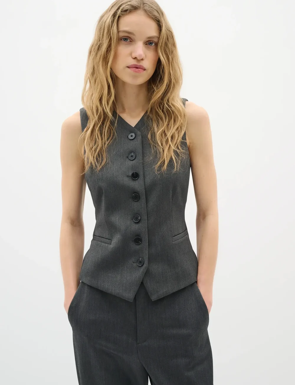 InWear - BrunildaIW Waistcoat - waistcoats - dark grey melange - 0