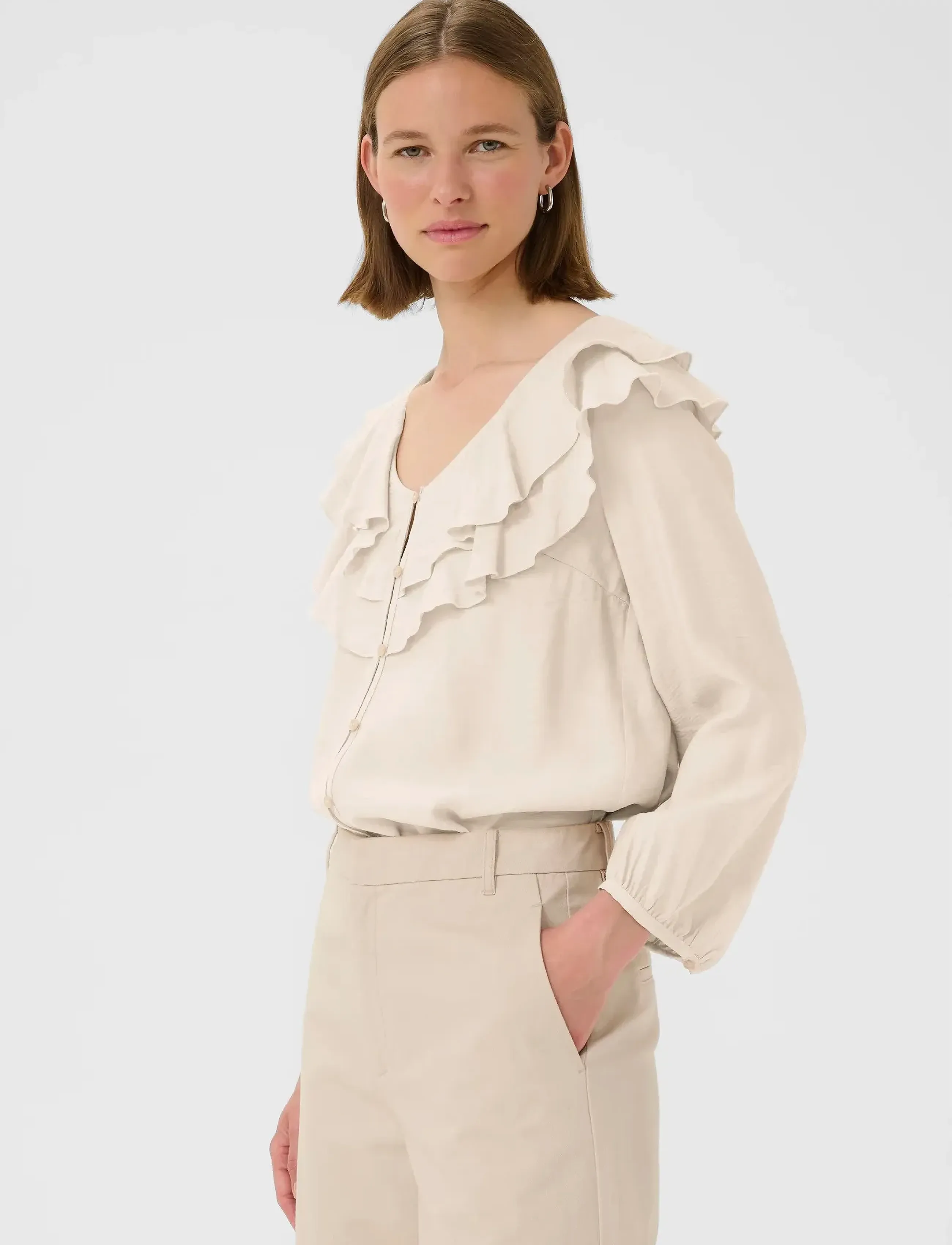 InWear Adeliaiw Blouse, Kvinder, Flæsebluse, Hvid, Str: 36