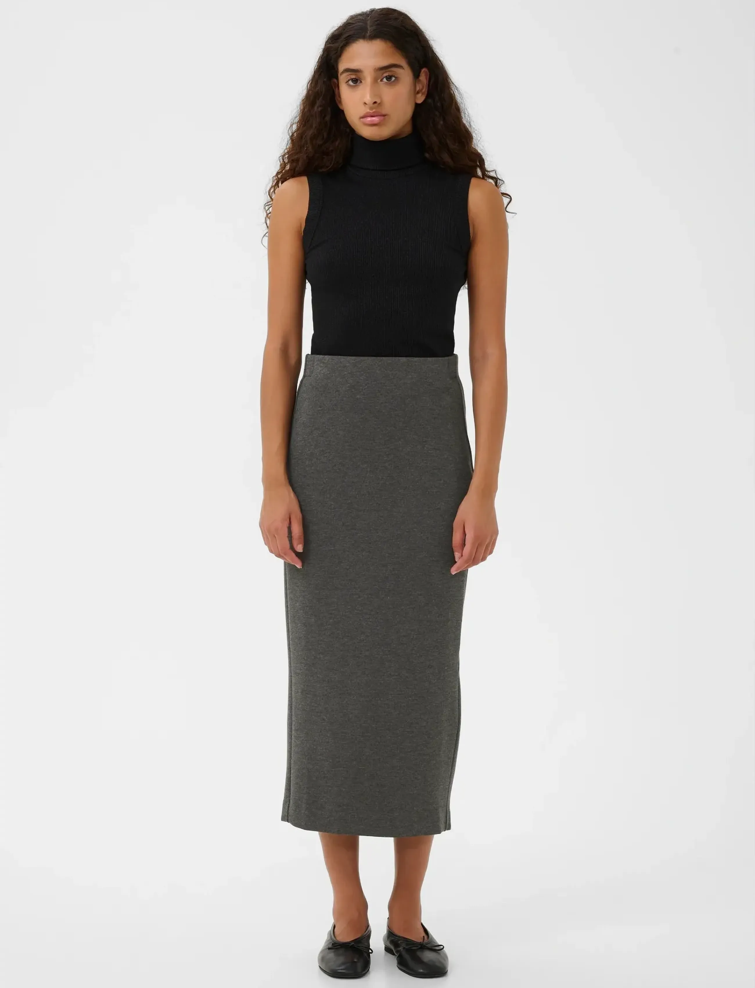 InWear - AidaIW Melange Skirt - midi nederdele - dark grey melange - 3