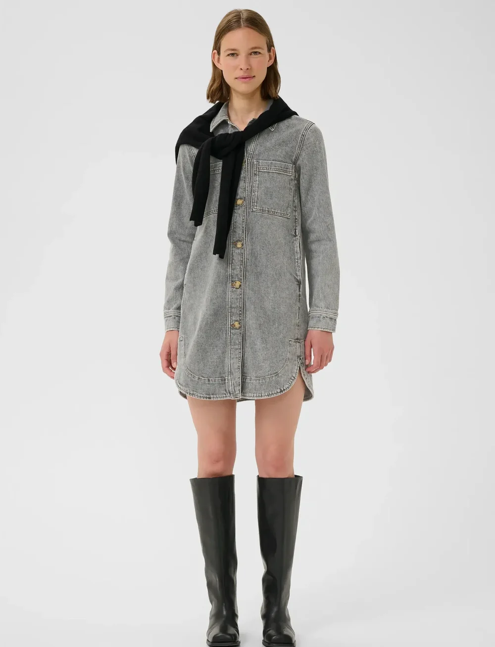 InWear - NanasIW Denim Dress - jeansklänningar - lgt.grey wash denim - 3