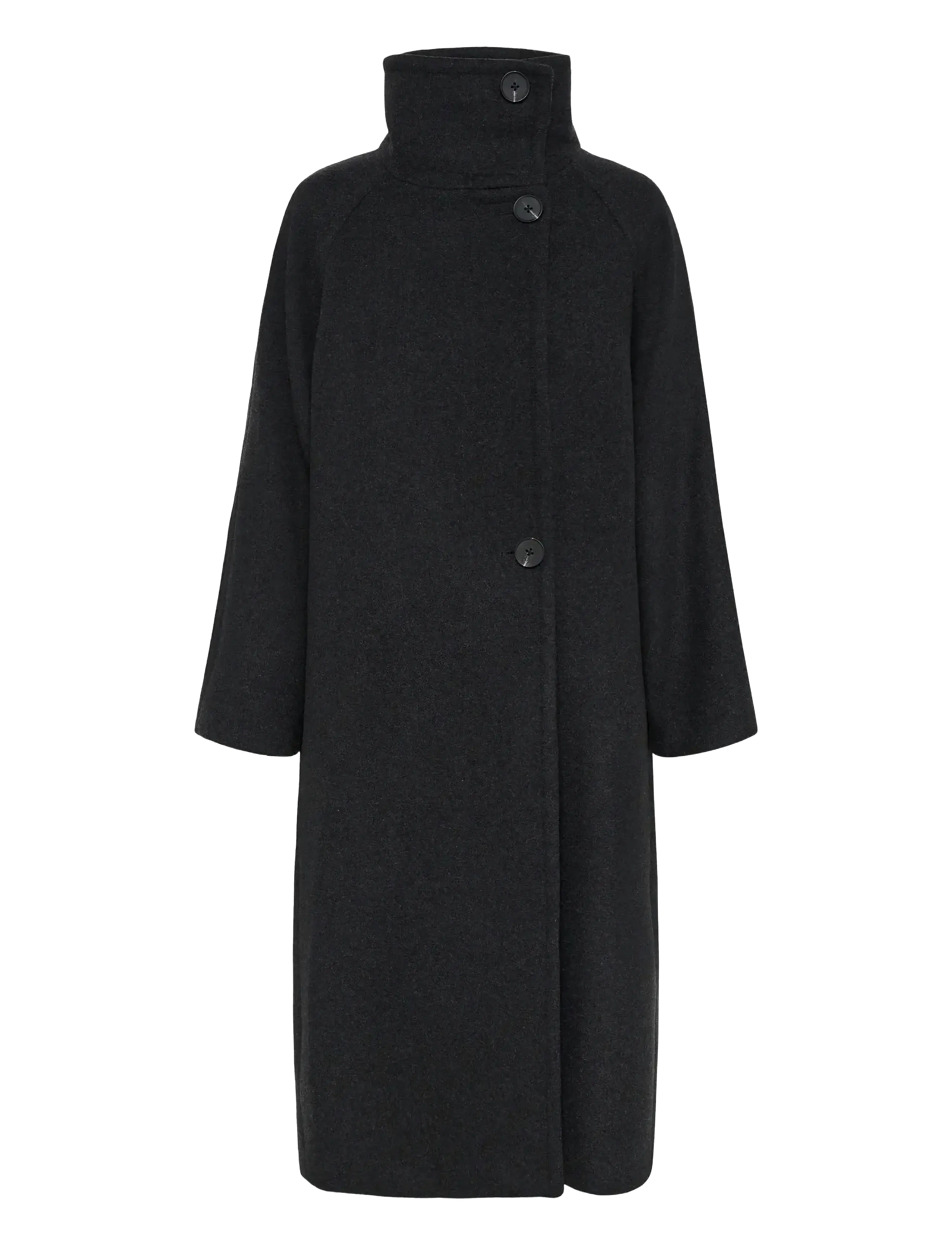 ThoraIW Collar Coat R - DARK GREY MELANGE