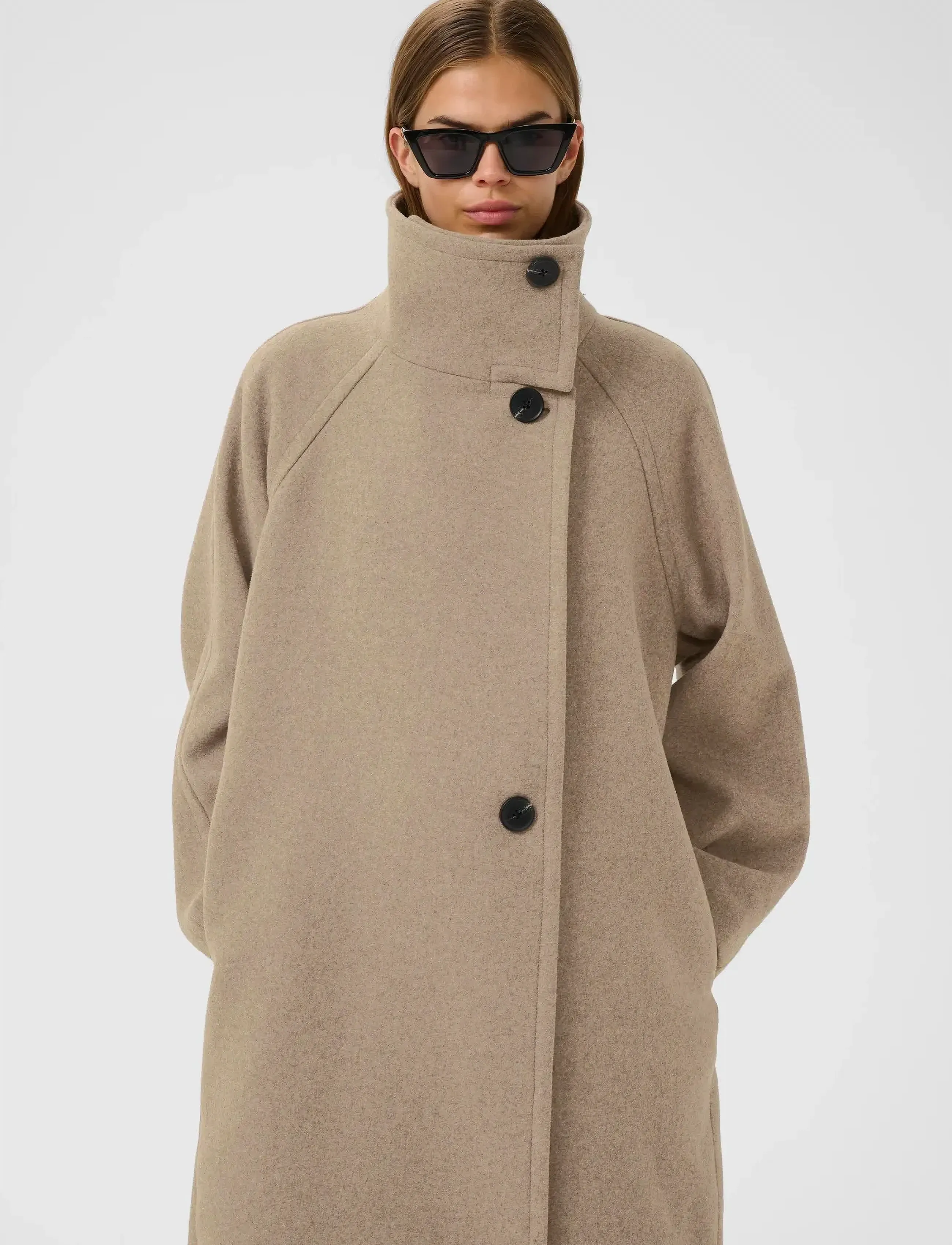 InWear Thoraiw Collar Coat R, 44, Beige, Frakker > Uldfrakker, Dame