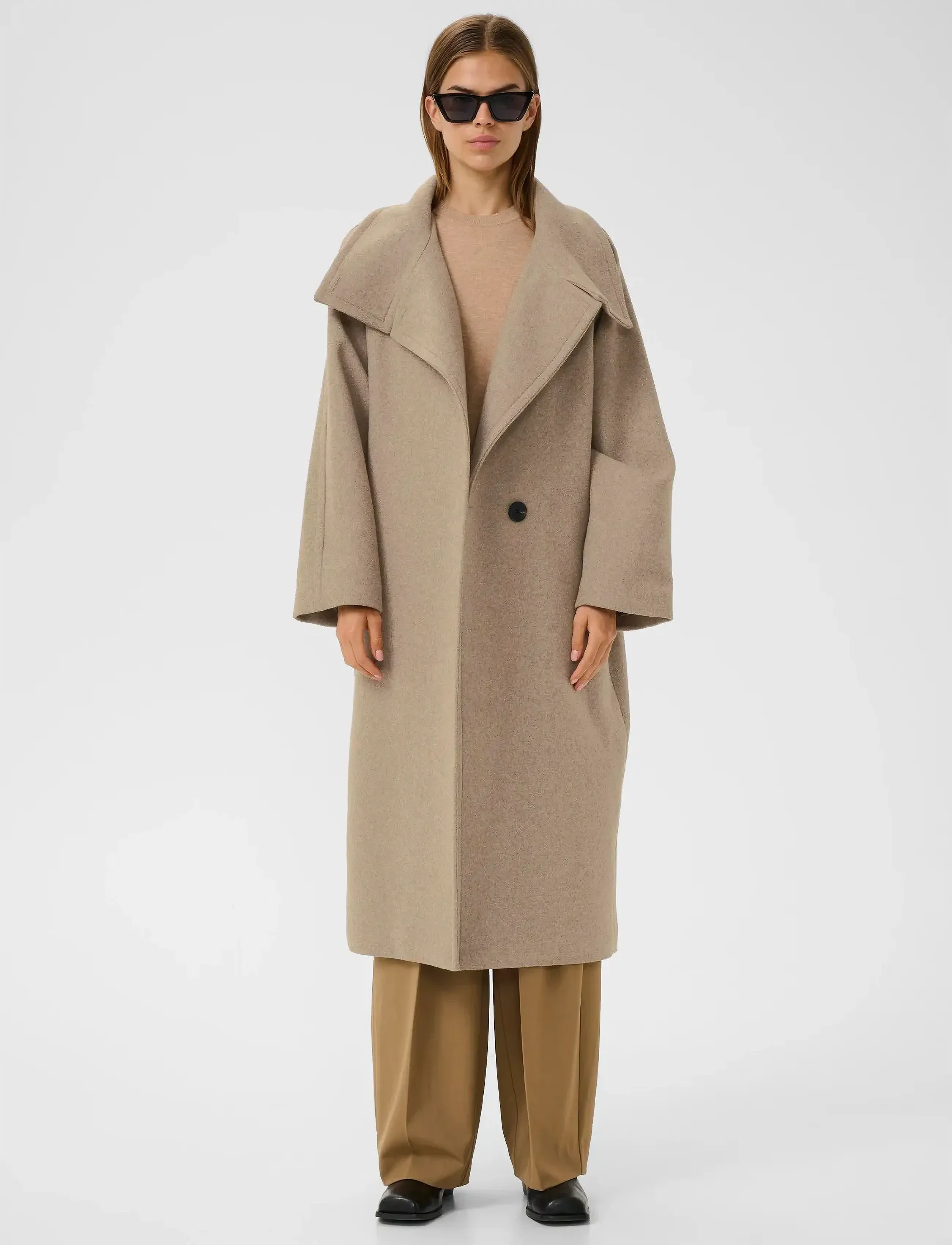 InWear - ThoraIW Collar Coat R - Žieminės striukės - sandy grey melange - 4