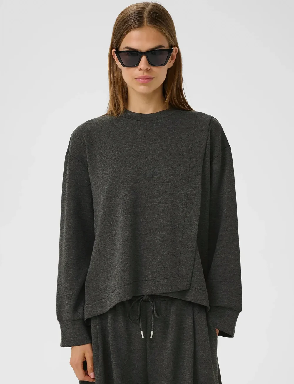 InWear - GidaIW Melange Vincent Sweatshirt - dressipluusid - dark grey melange - 0