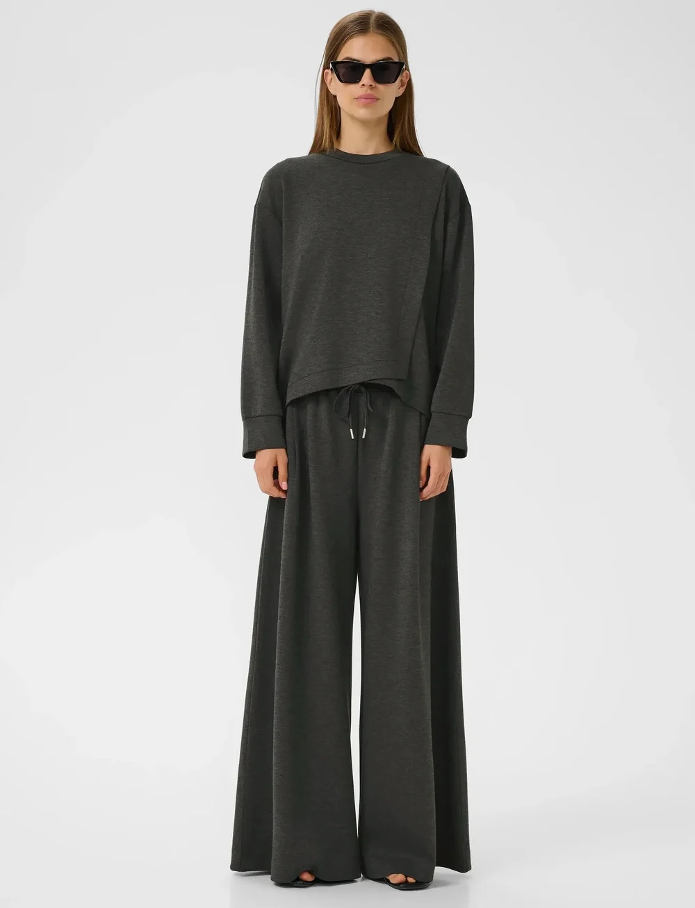InWear - GidaIW Melange Vincent Sweatshirt - dressipluusid - dark grey melange - 3
