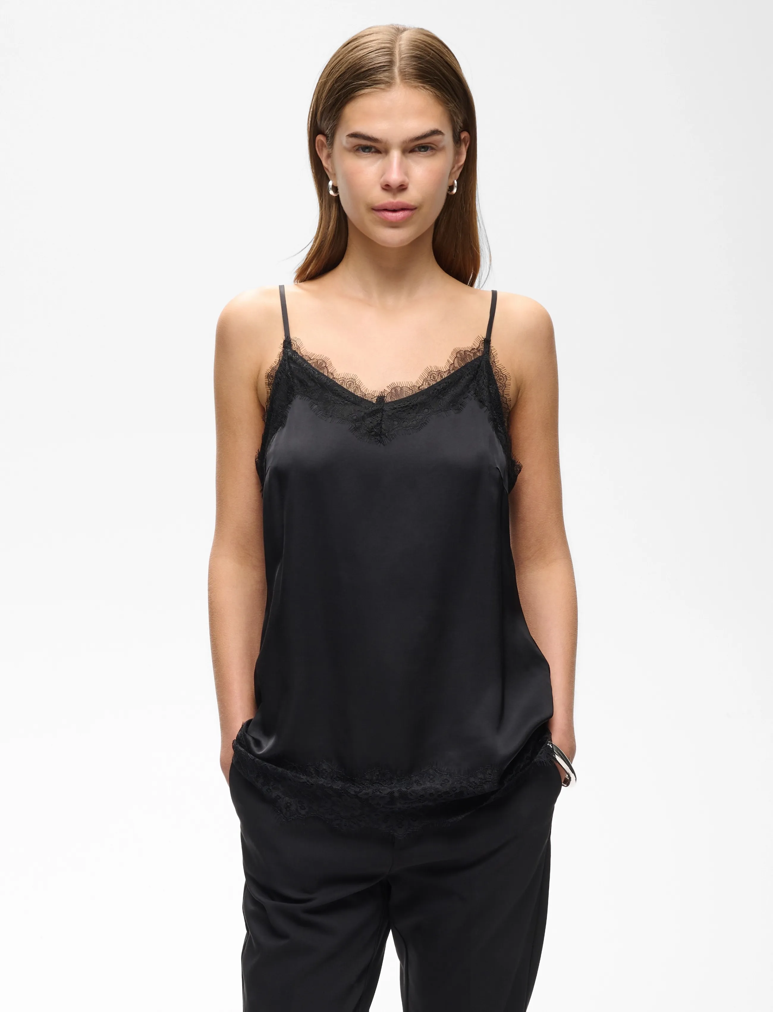 InWear Ballaiw Lace Camisole, Kvinder, Blonde Camisole, Sort, Str: 38