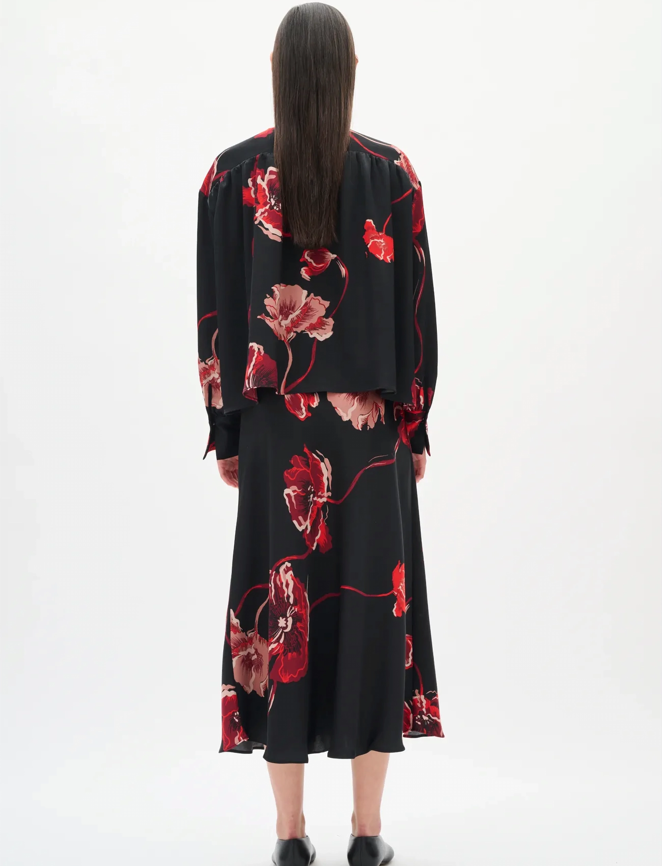 InWear - DAWNIW BLOUSE - pikkade varrukatega pluusid - black poppy rose - 4