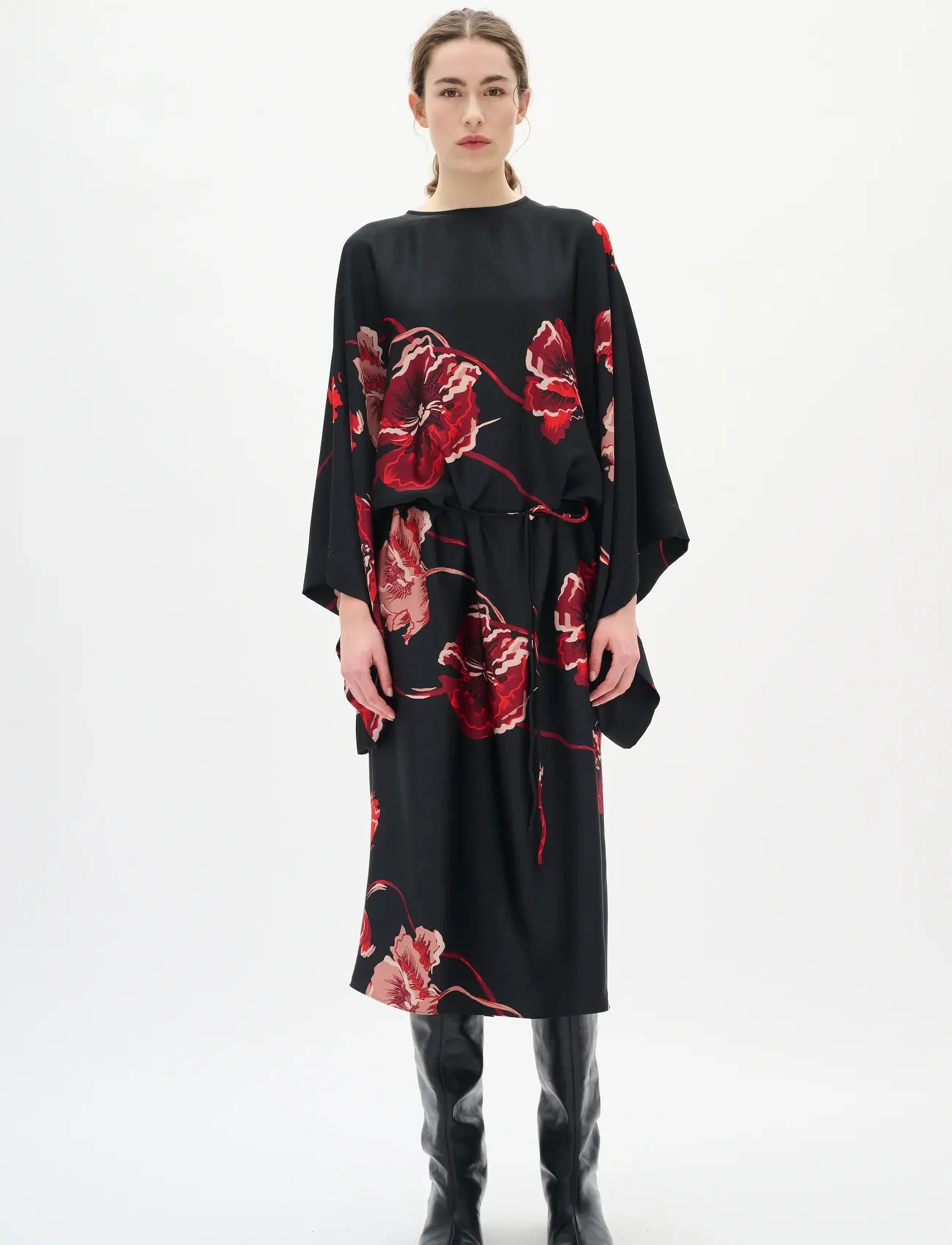 InWear - DAWNIW DRESS - midikleider - black poppy rose - 3