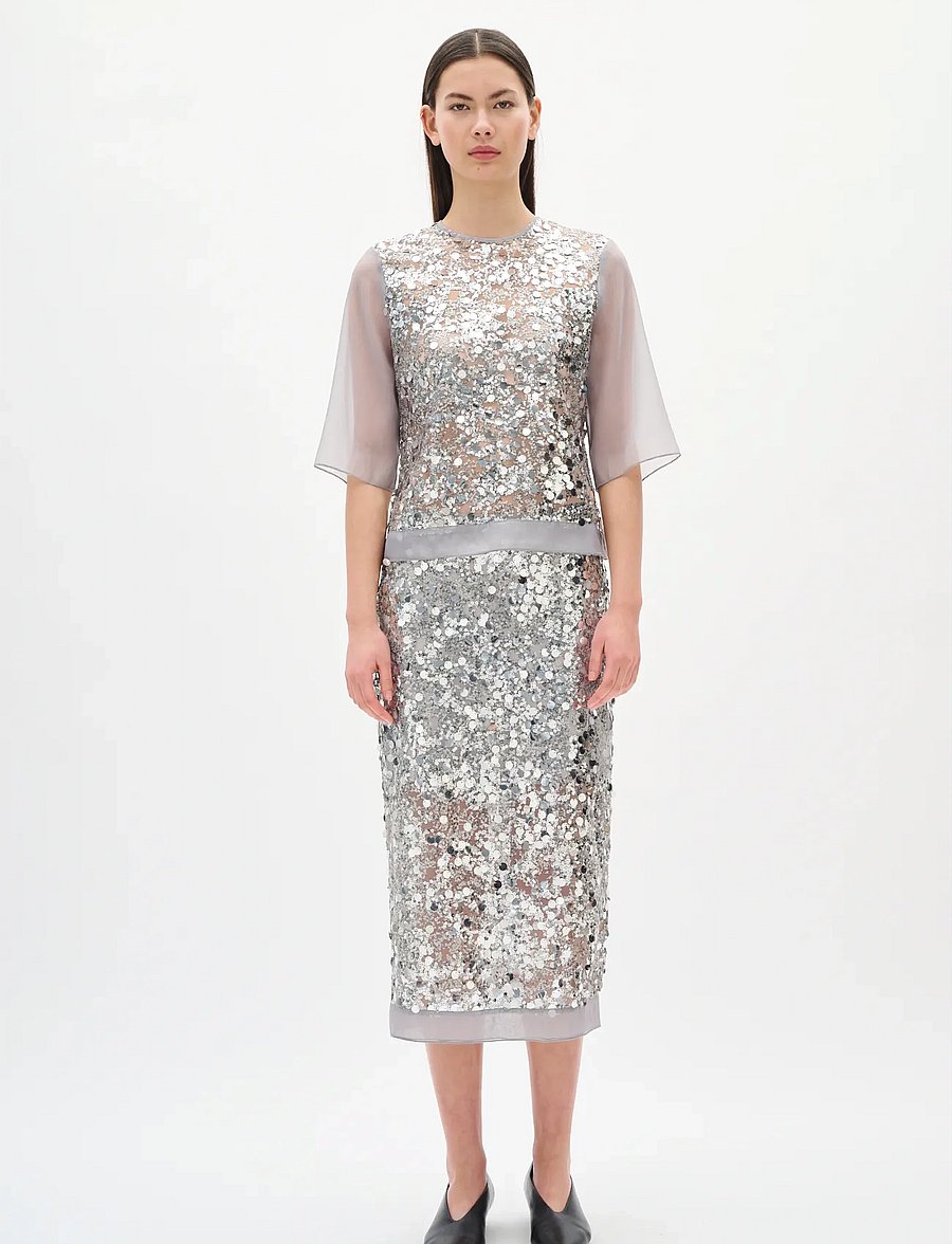 InWear - DAVINAIW BLOUSE - bluzki z krótkim rękawem - silver - 3