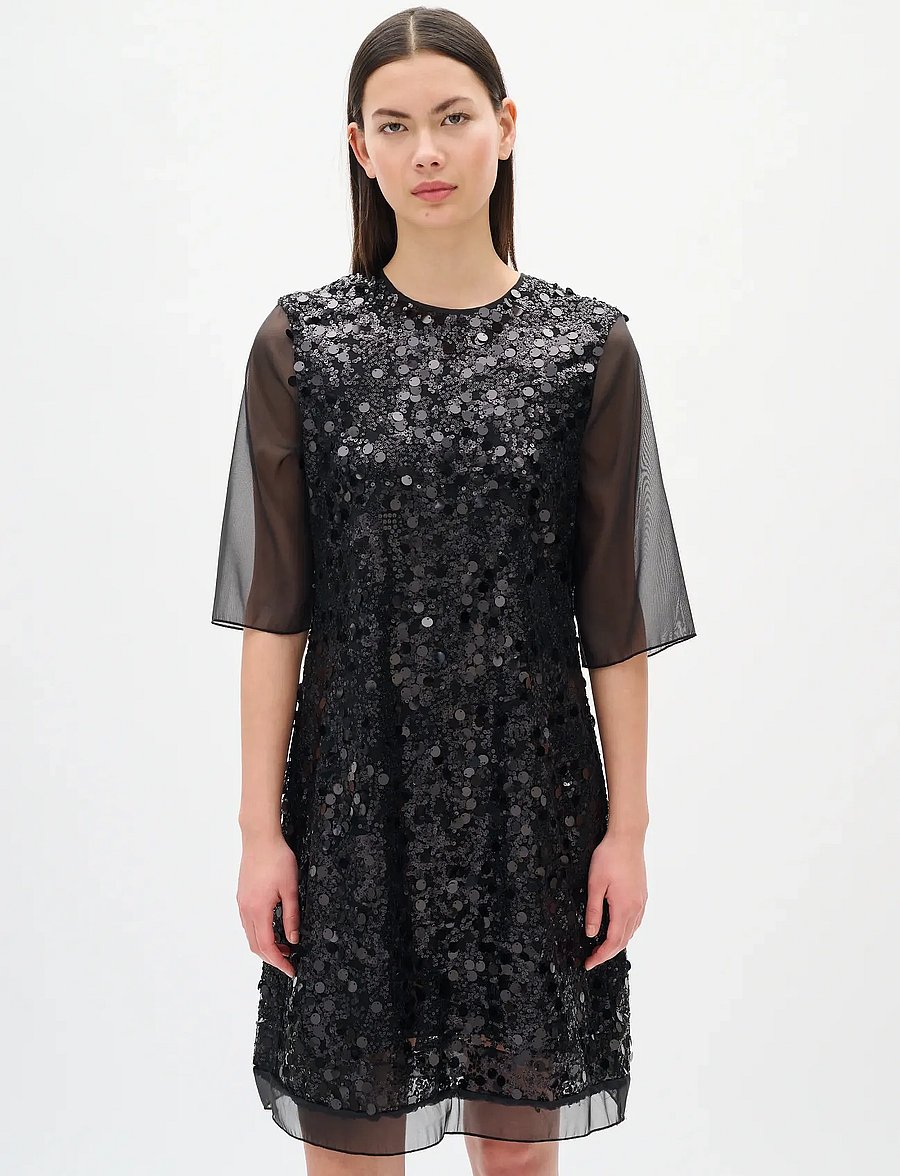 InWear - DAVINAIW SHORT DRESS - paljettklänningar - black - 0