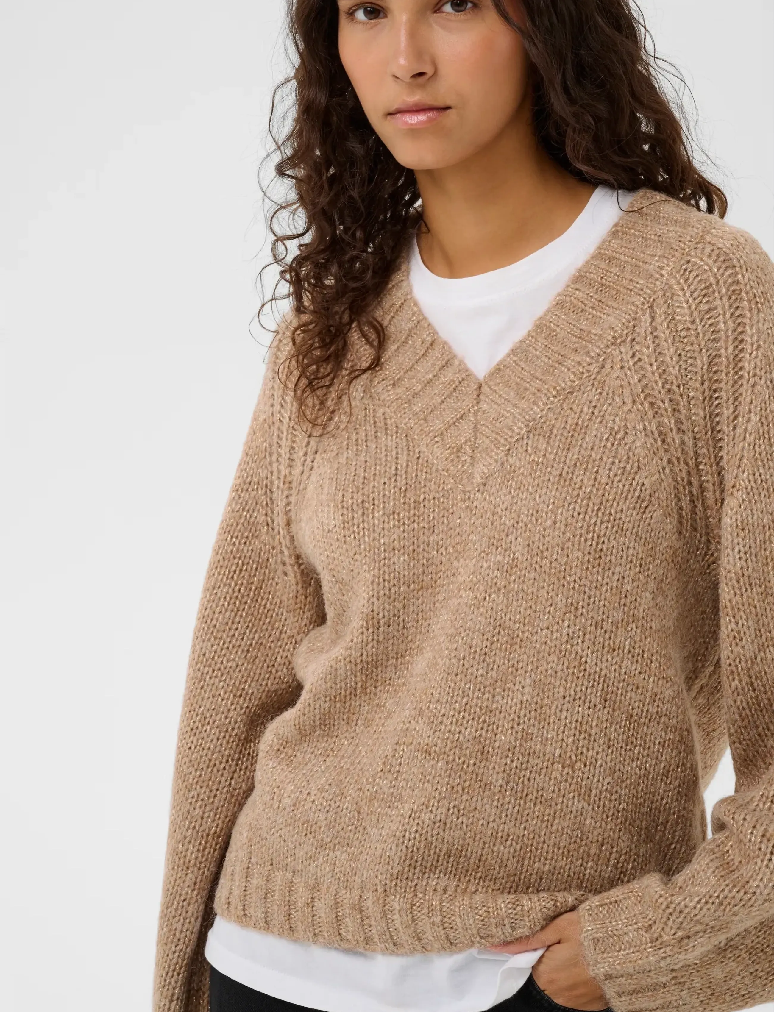 InWear - TROAIW V-NECK - swetry - sandy grey melange - 5