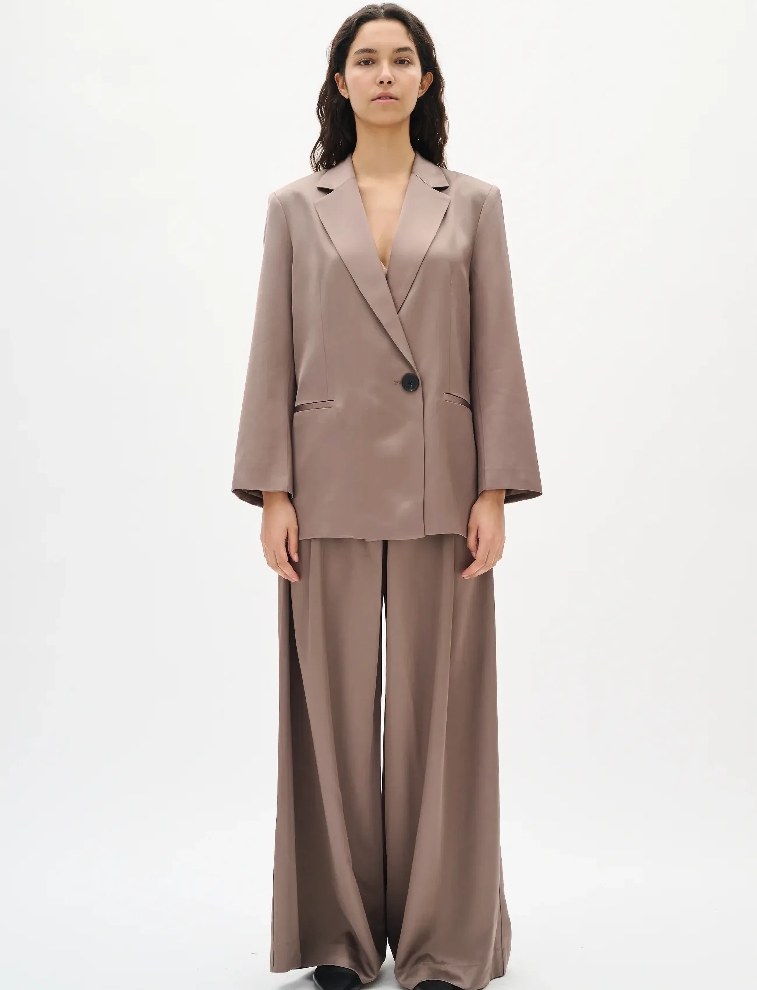 InWear - ZUMAHIW PANT - wijde broeken - sandy grey - 3