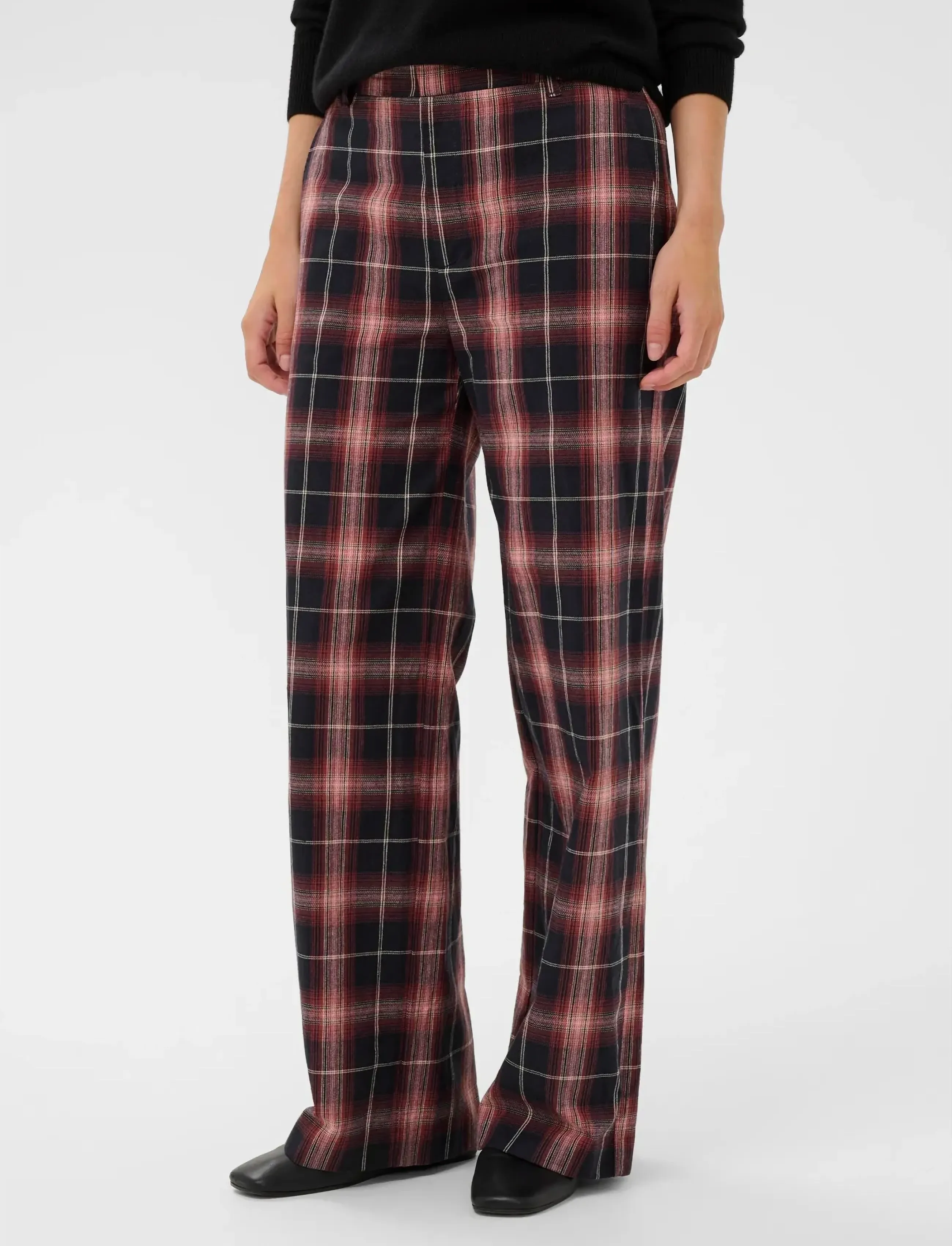 InWear CALROSEIW PANT - Officewear - LIGHT PINK TWILL CHECK / red