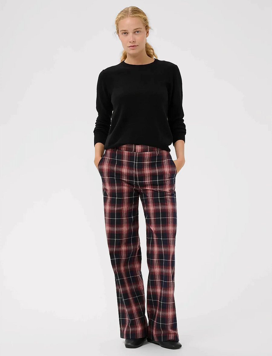 InWear - CALROSEIW PANT - hosen mit weitem bein - light pink twill check - 3