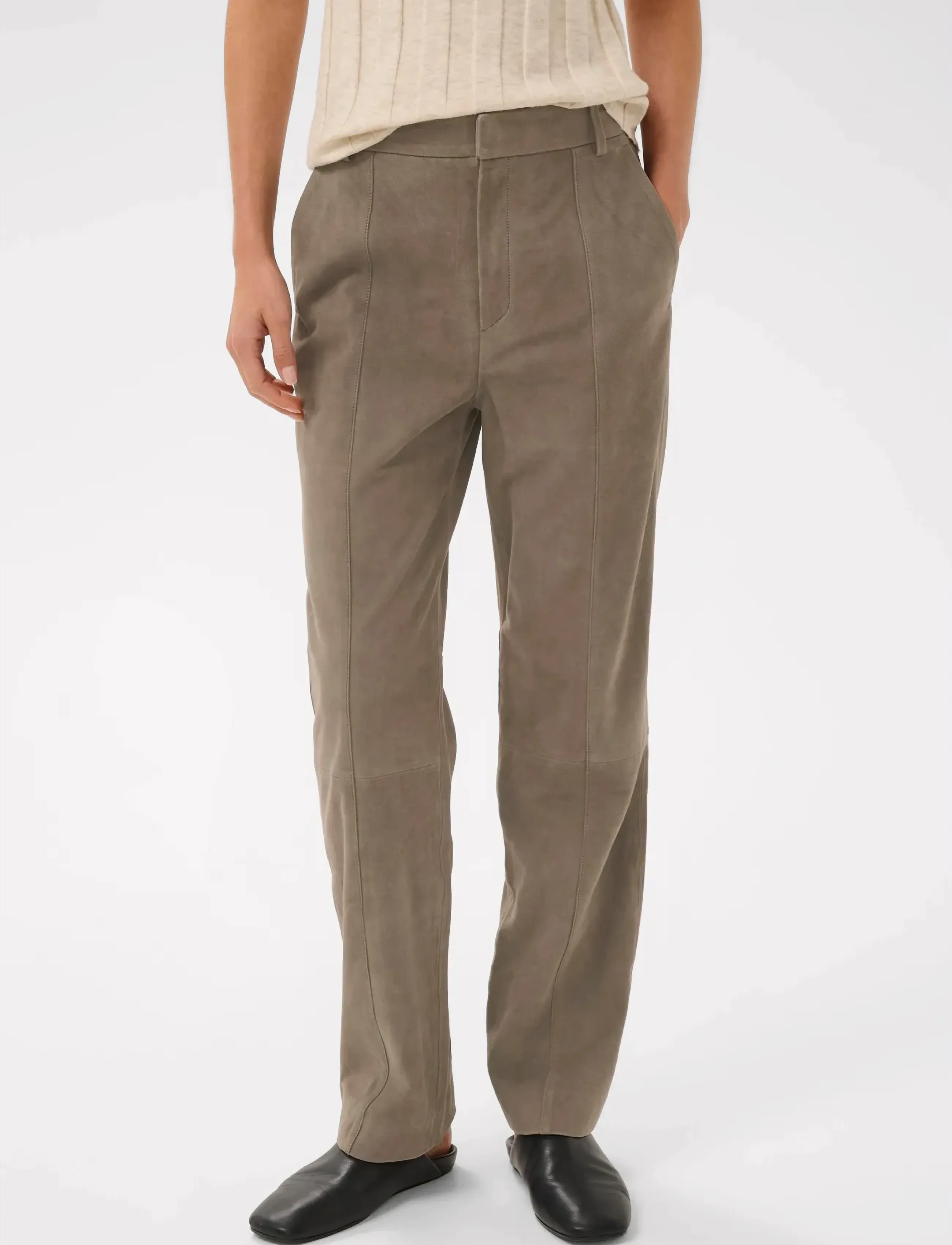 InWear CARNIKAIW PANT - Læderbukser - SANDY GREY / grey