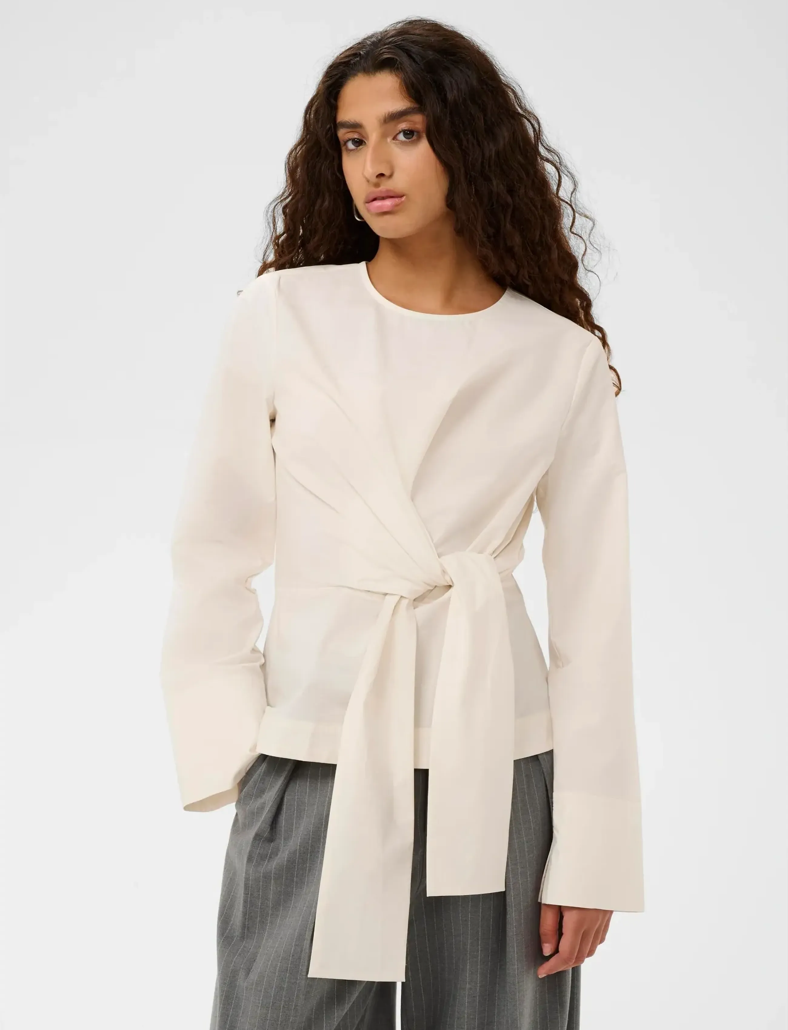 InWear Graysoniw Blouse, Kvinder, Slå Om Bluse, Cream, Str: 34