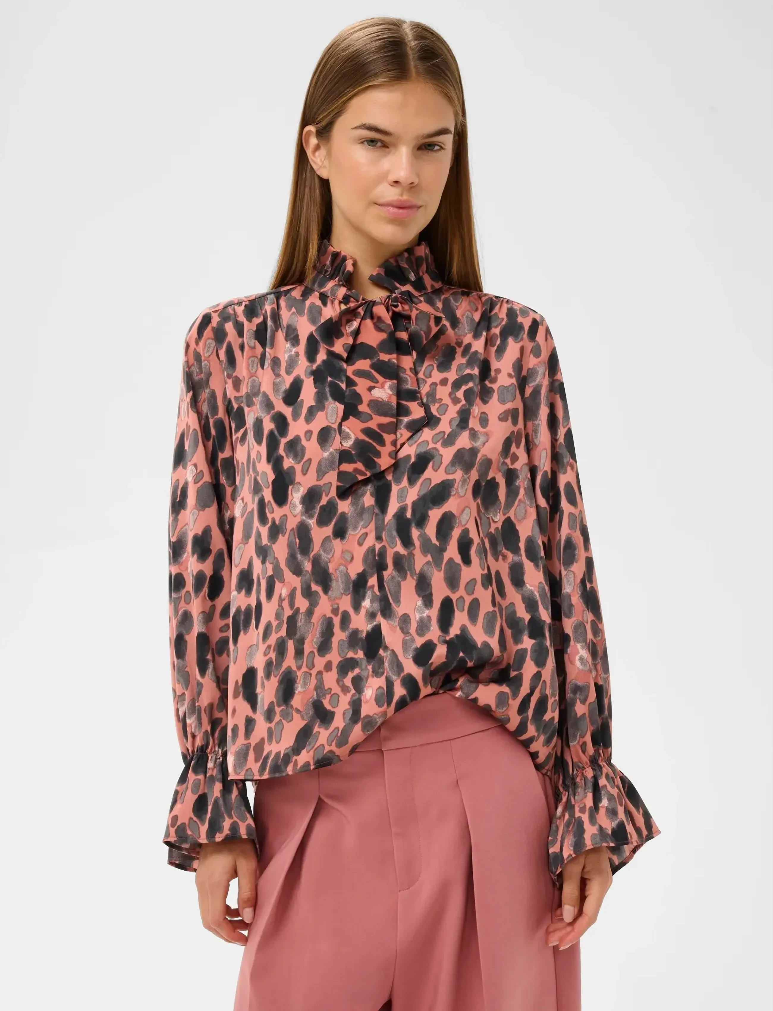 InWear Gracieiw Printed Blouse, Kvinder, Printet Flæse Sløjfe Bluse, Sort, Str: 40
