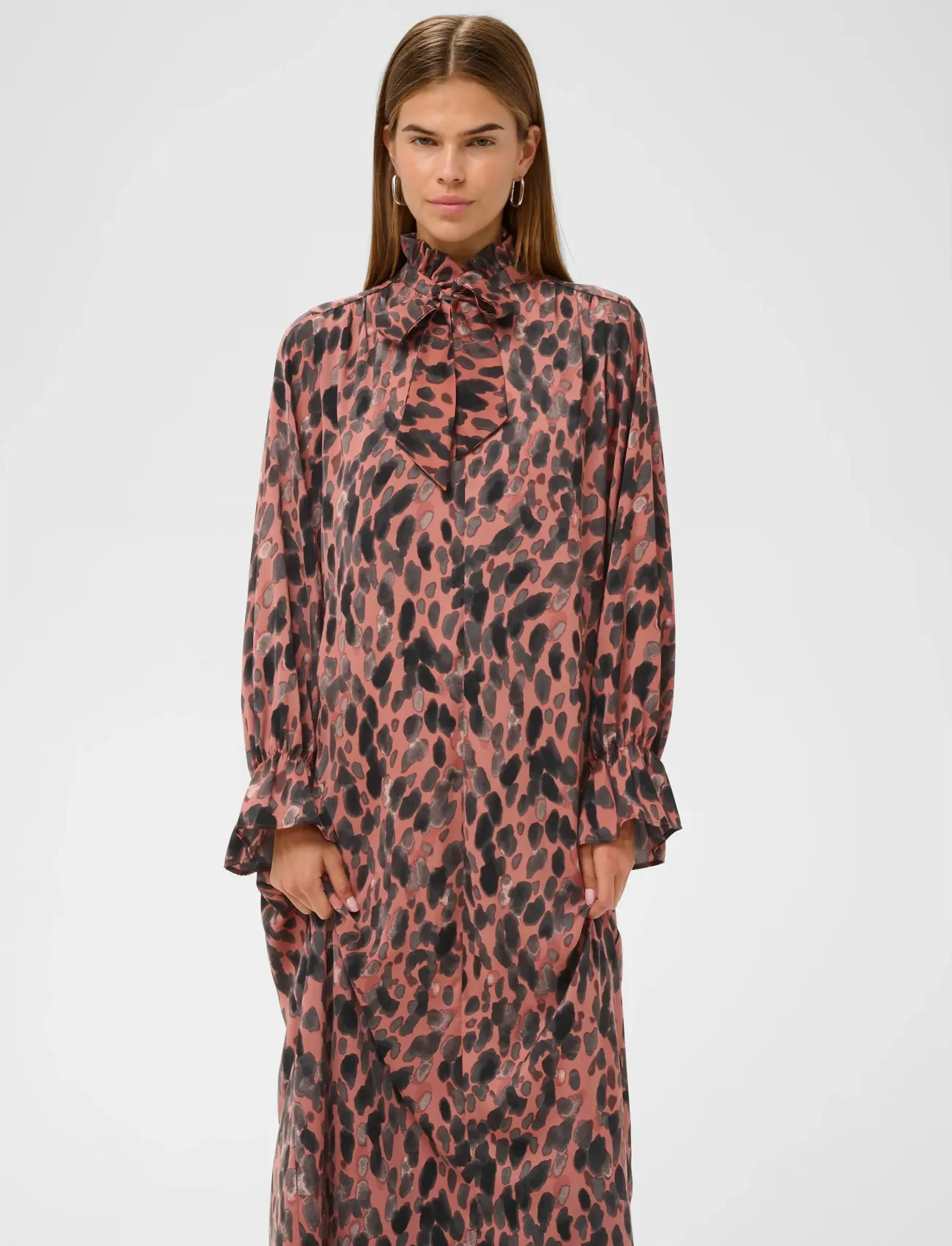 InWear Gracieiw Printed Dress, Kvinder, Printet Midi Kjole, Pink, Str: 36