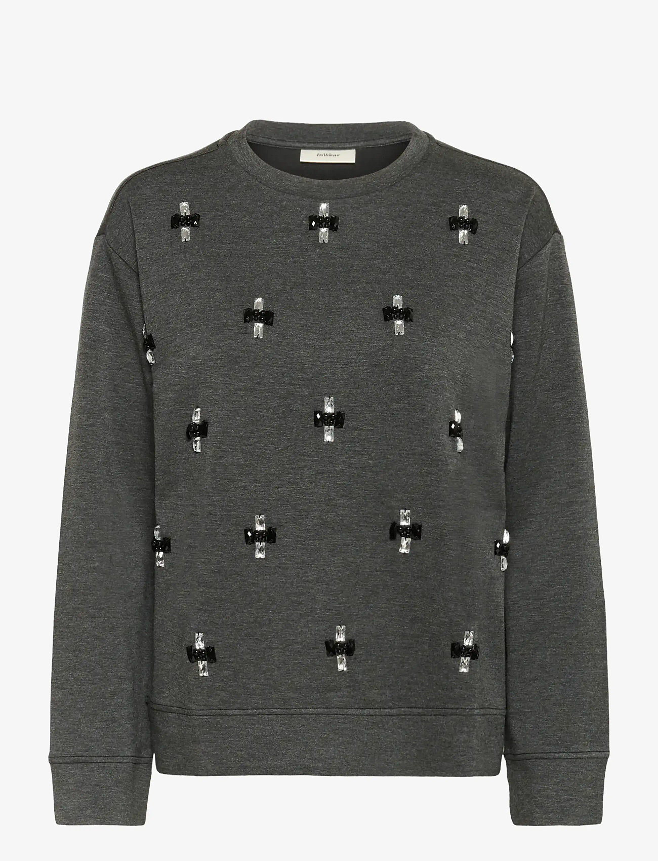 InWear - KINCENTIW MELANGE DECO BLOUSE - long sleeved blouses - dark grey melange - 1