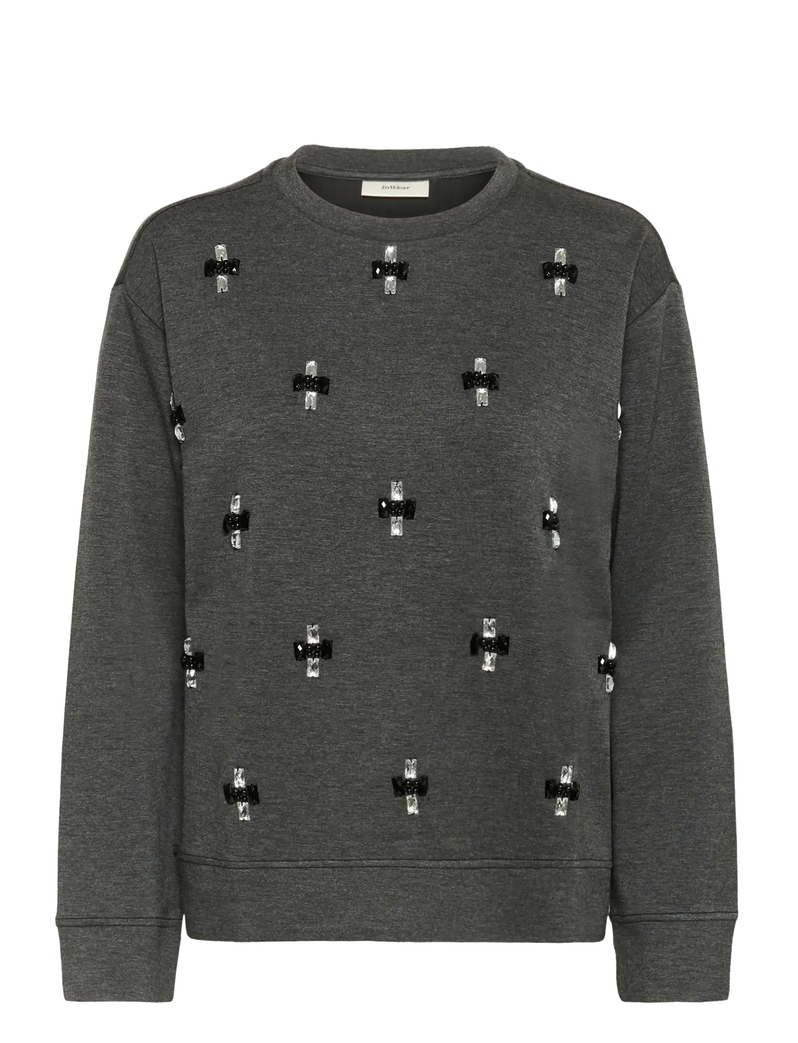 KINCENTIW MELANGE DECO BLOUSE - DARK GREY MELANGE