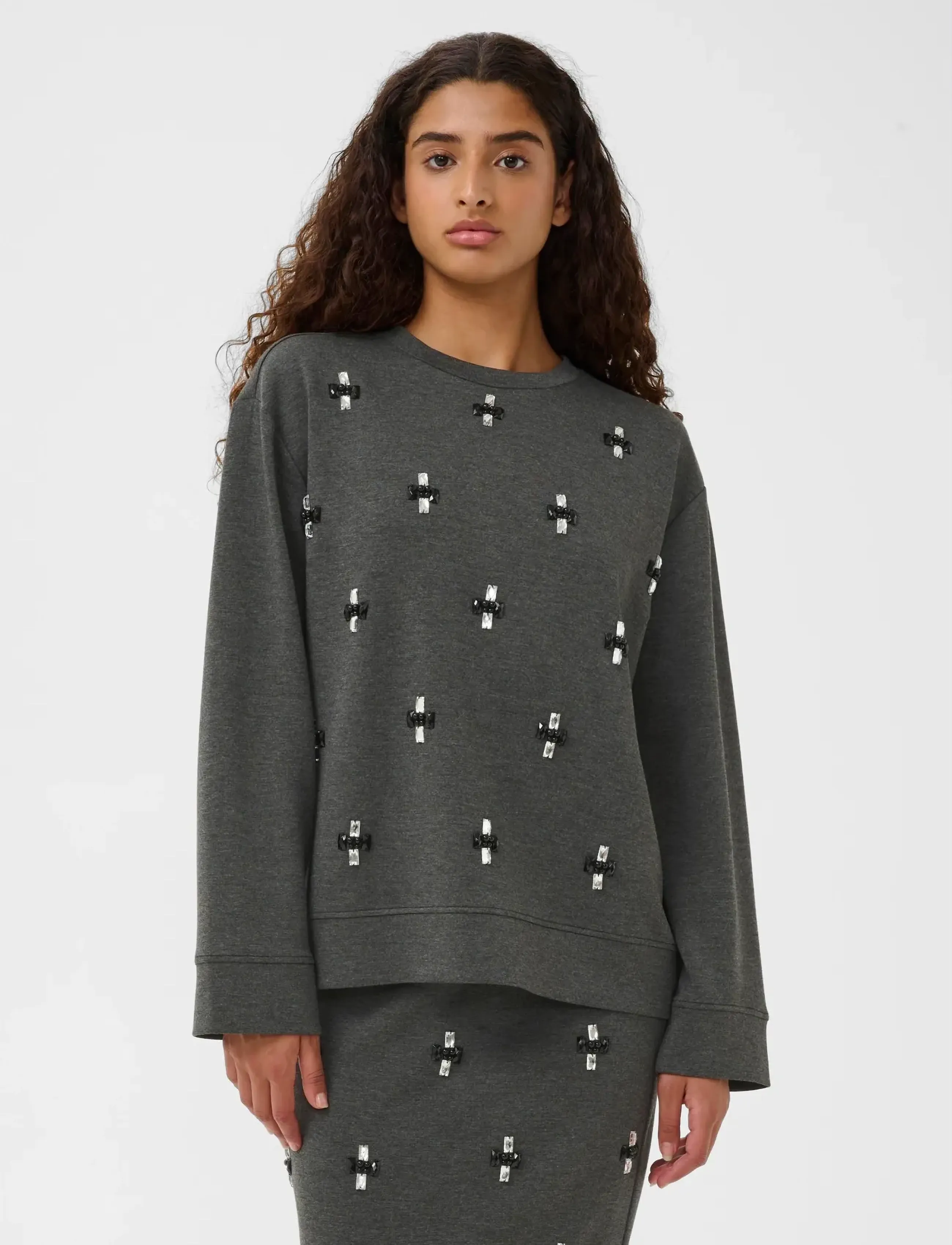 InWear KINCENTIW MELANGE DECO BLOUSE - Bluser - DARK GREY MELANGE / grey