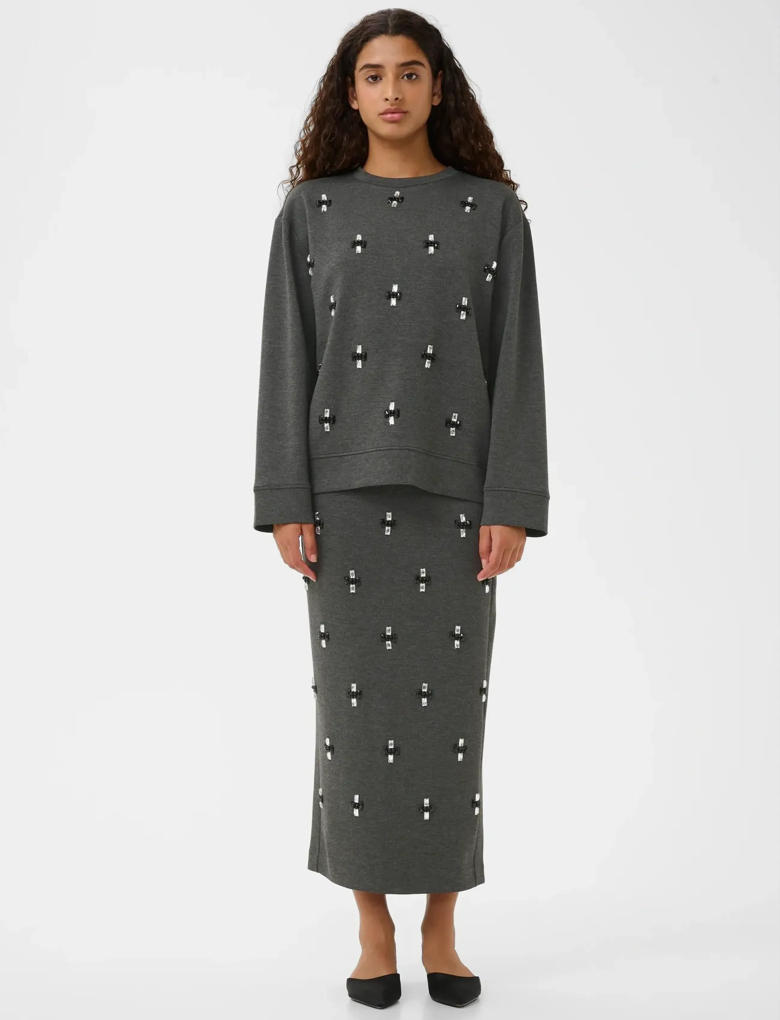 InWear - KINCENTIW MELANGE DECO BLOUSE - langærmede bluser - dark grey melange - 3
