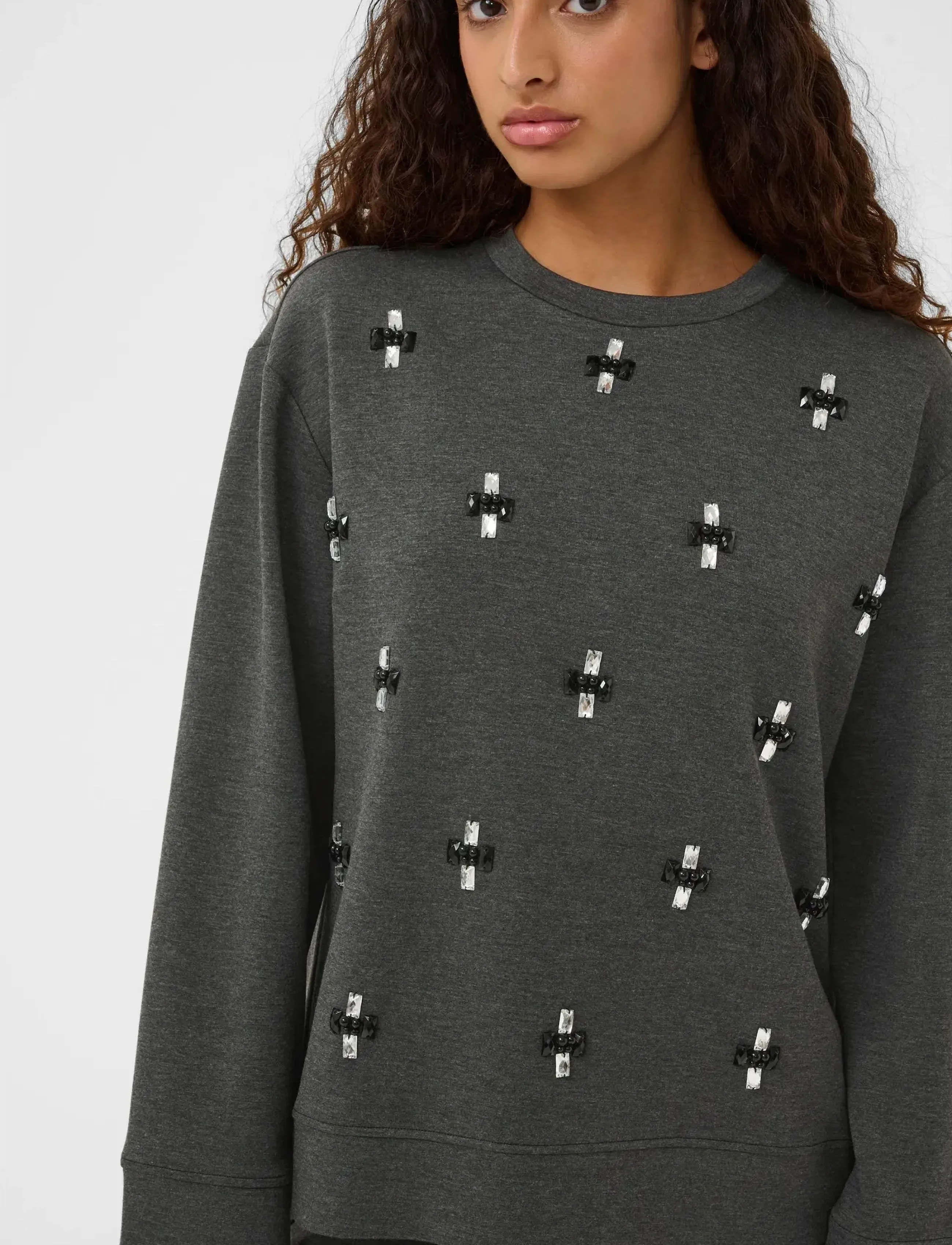 InWear - KINCENTIW MELANGE DECO BLOUSE - langærmede bluser - dark grey melange - 5