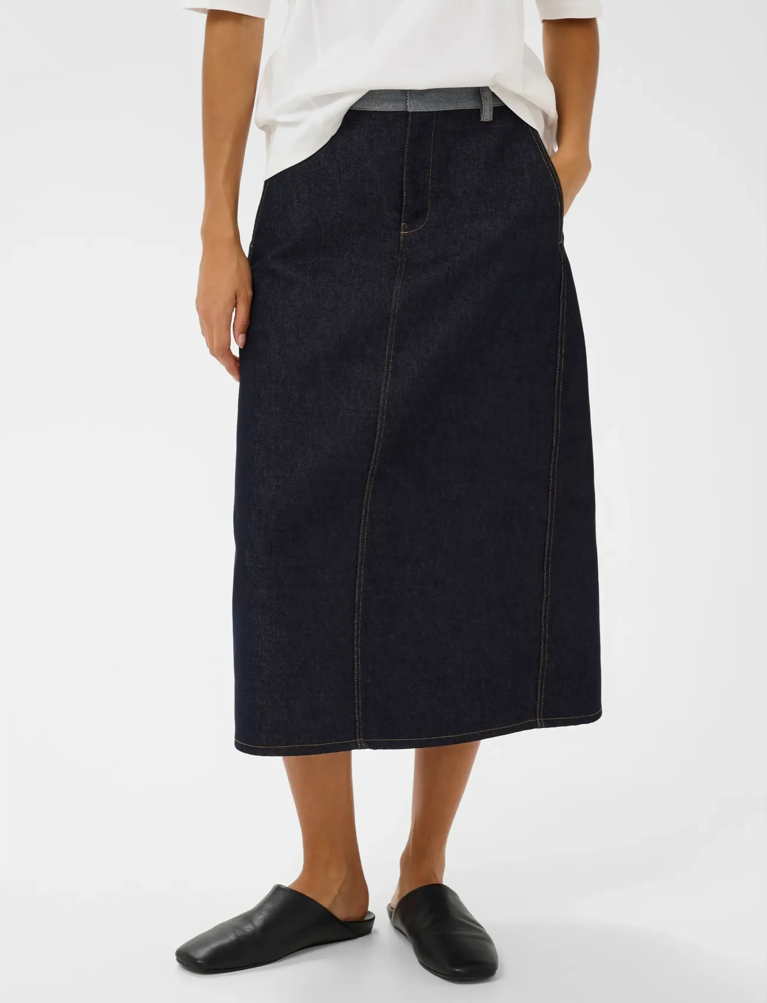 InWear Deirdraiw Denim Skirt, 32, Röcke, Marineblau - Knee-length & Midi Frauen