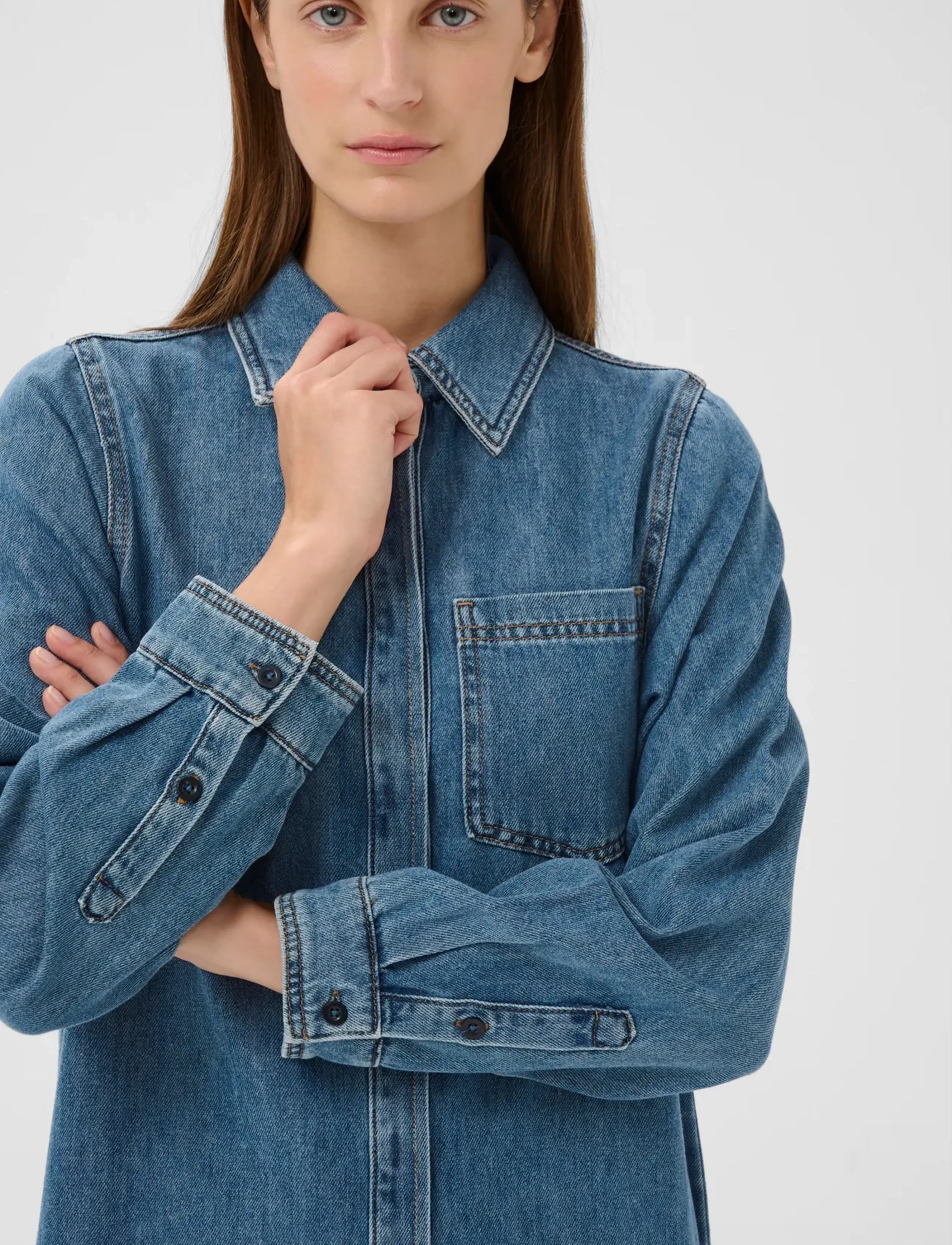 InWear - DOPHINAIW DRESS - skjortekjoler - washed medium blue denim - 5