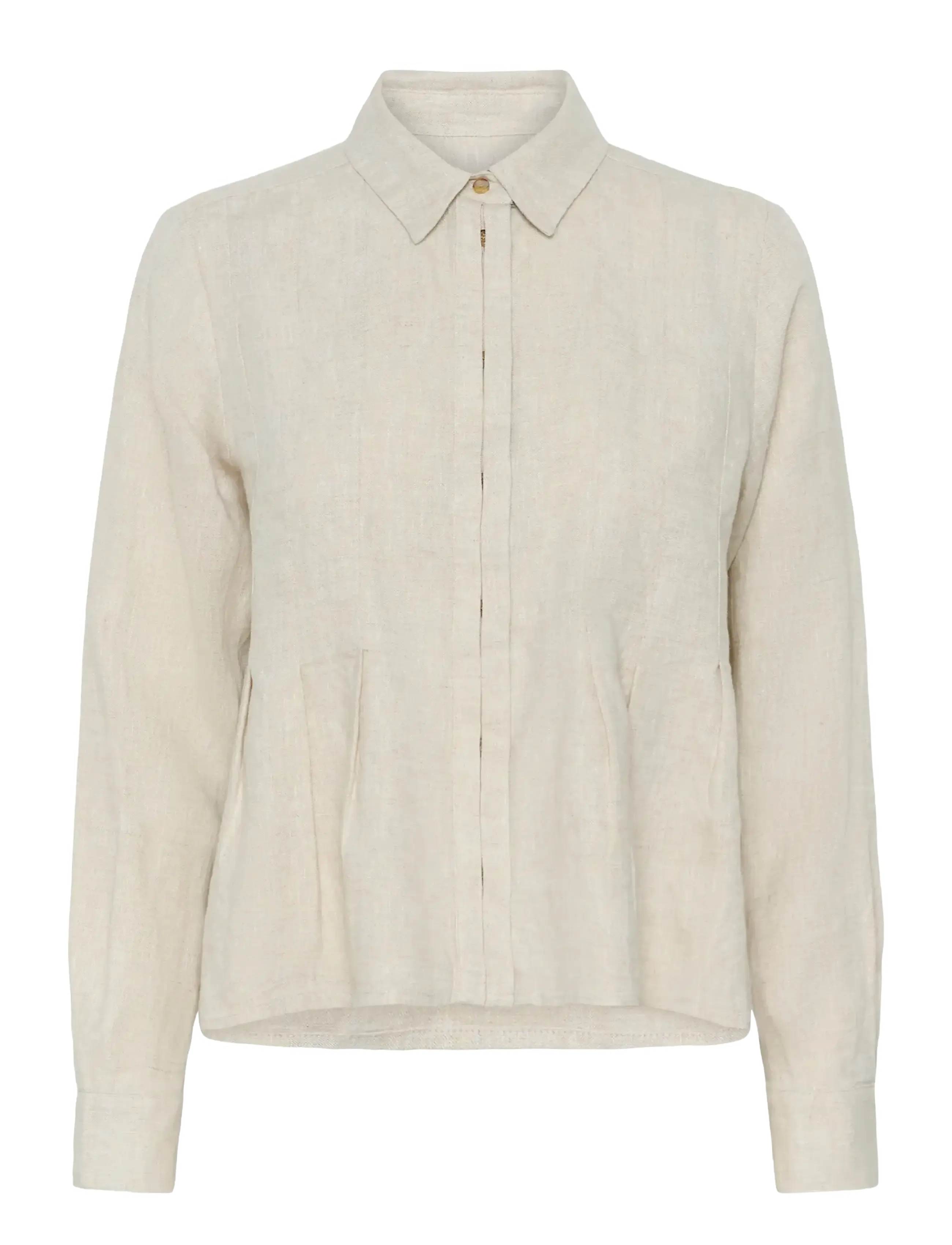 InWear DILANAIW PLEATED SHIRT - Leinenhemden - ECRU MELANGE / beige