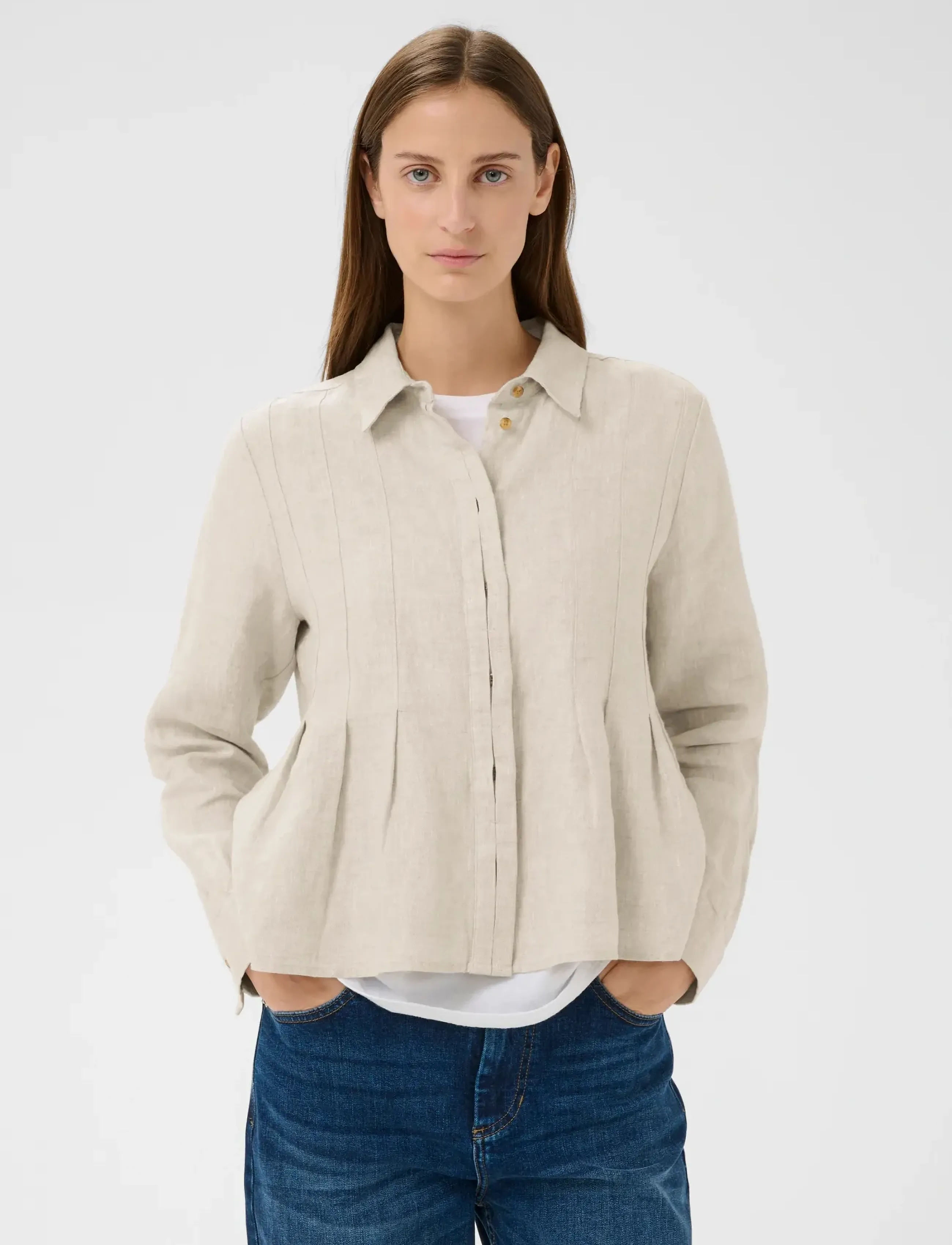 InWear Dilanaiw Pleated Shirt, 40, Shirts, Beige - Linen Frauen